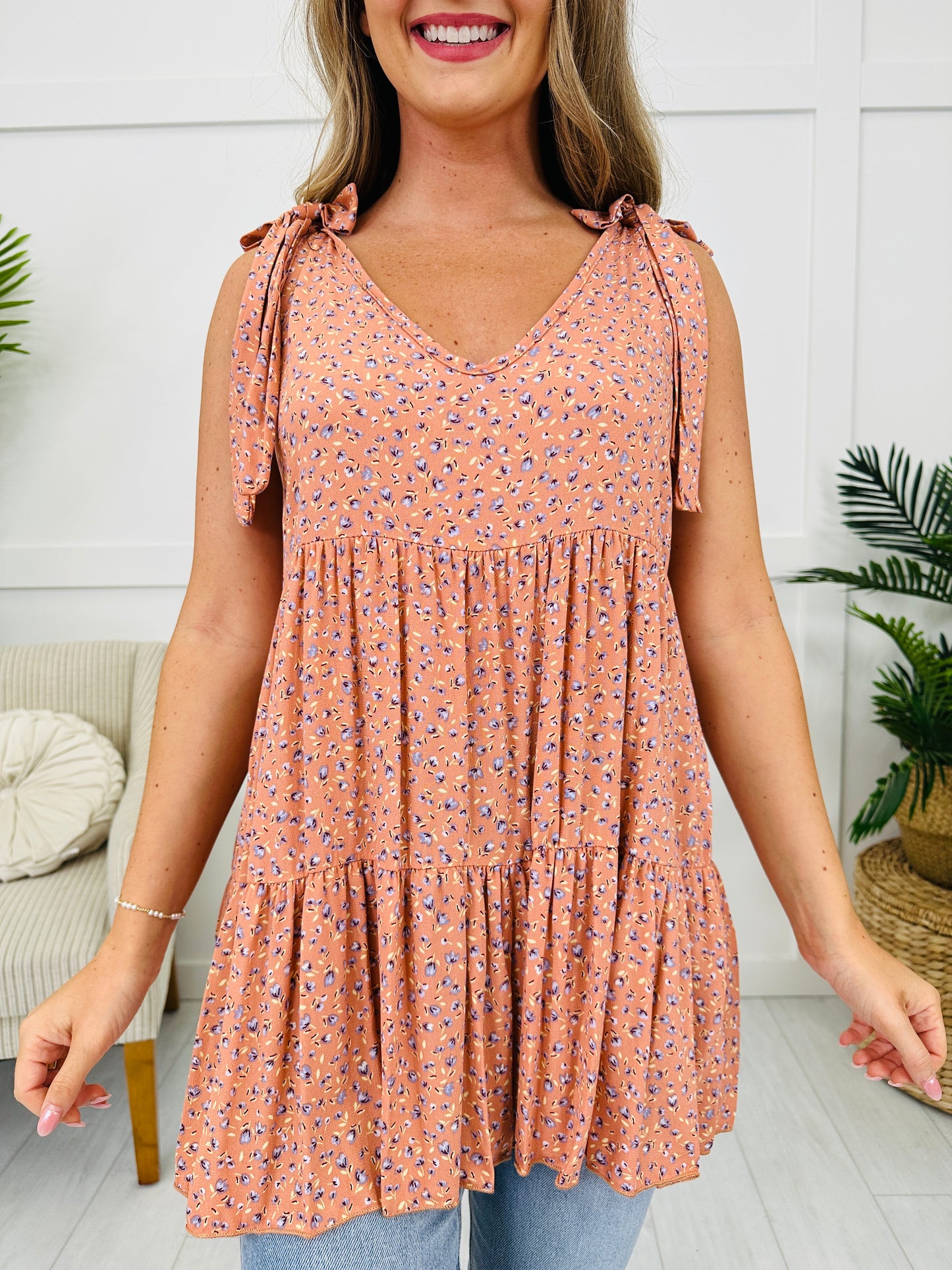 Wildflower Walk Tank Top in Peach