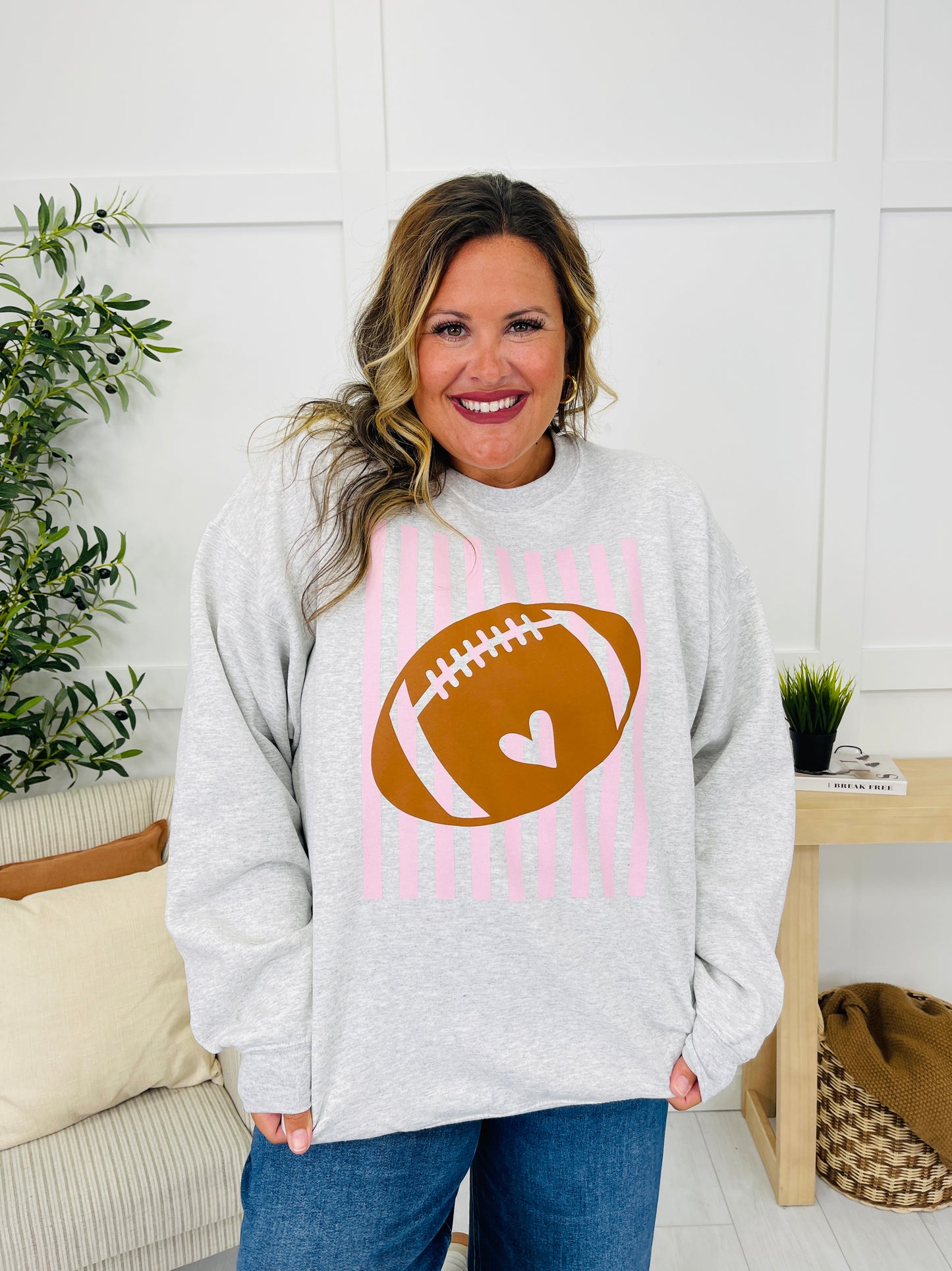 Football Stripes Graphic Crewneck Sweatshirt