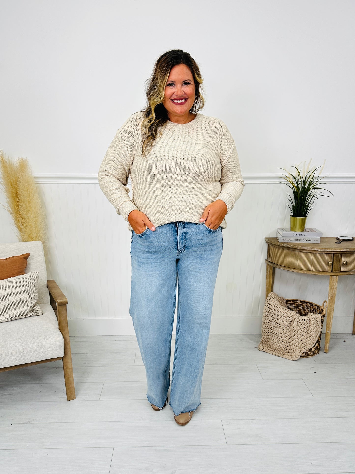Dream of Me Tummy Control Slim Wide Leg Jeans