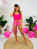Mid Rise Swim Bottoms in Pink Dreams