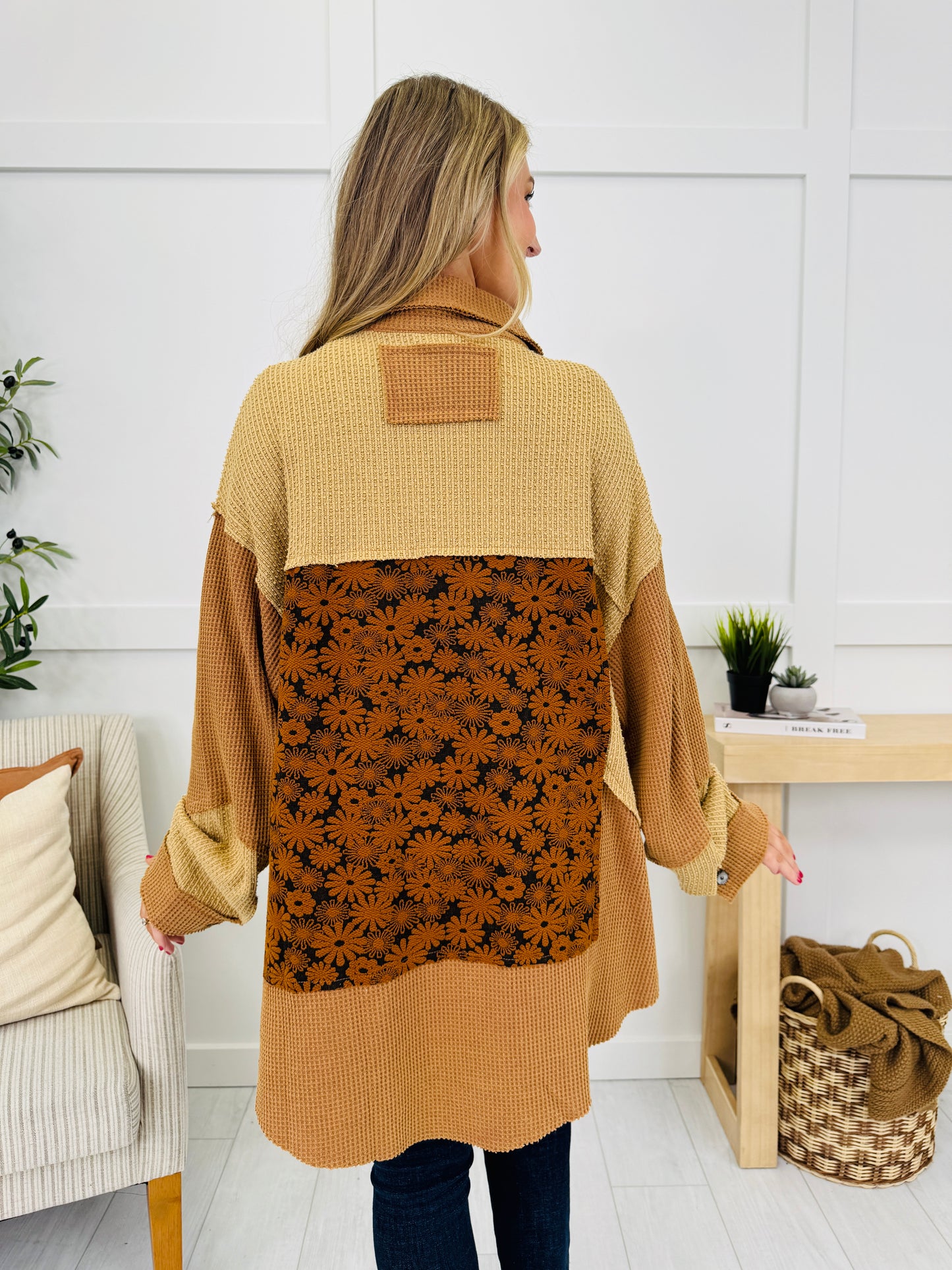 Patchwork Harmony Cardigan In Cinnamon