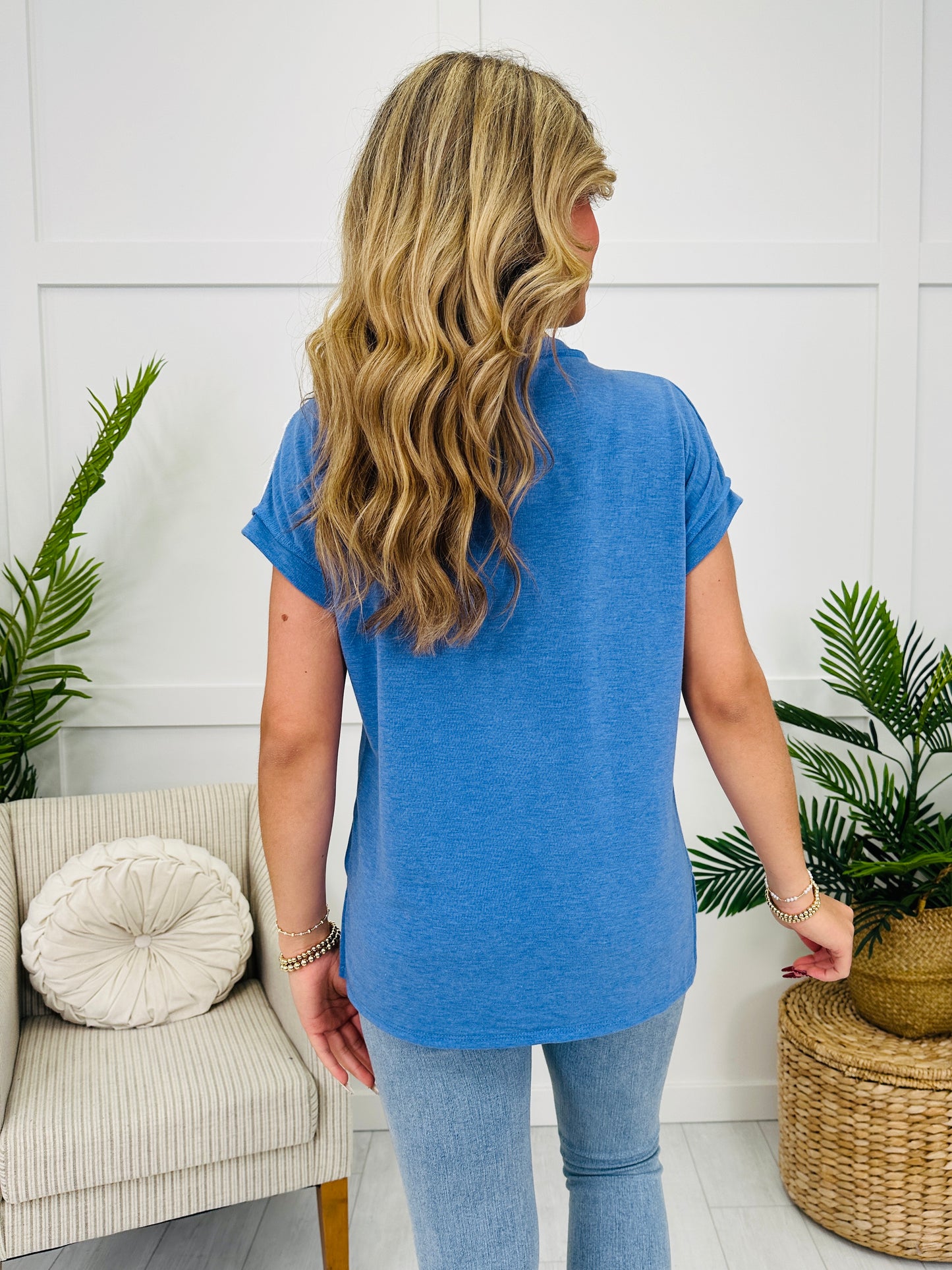Floral Balance Top in Denim Blue