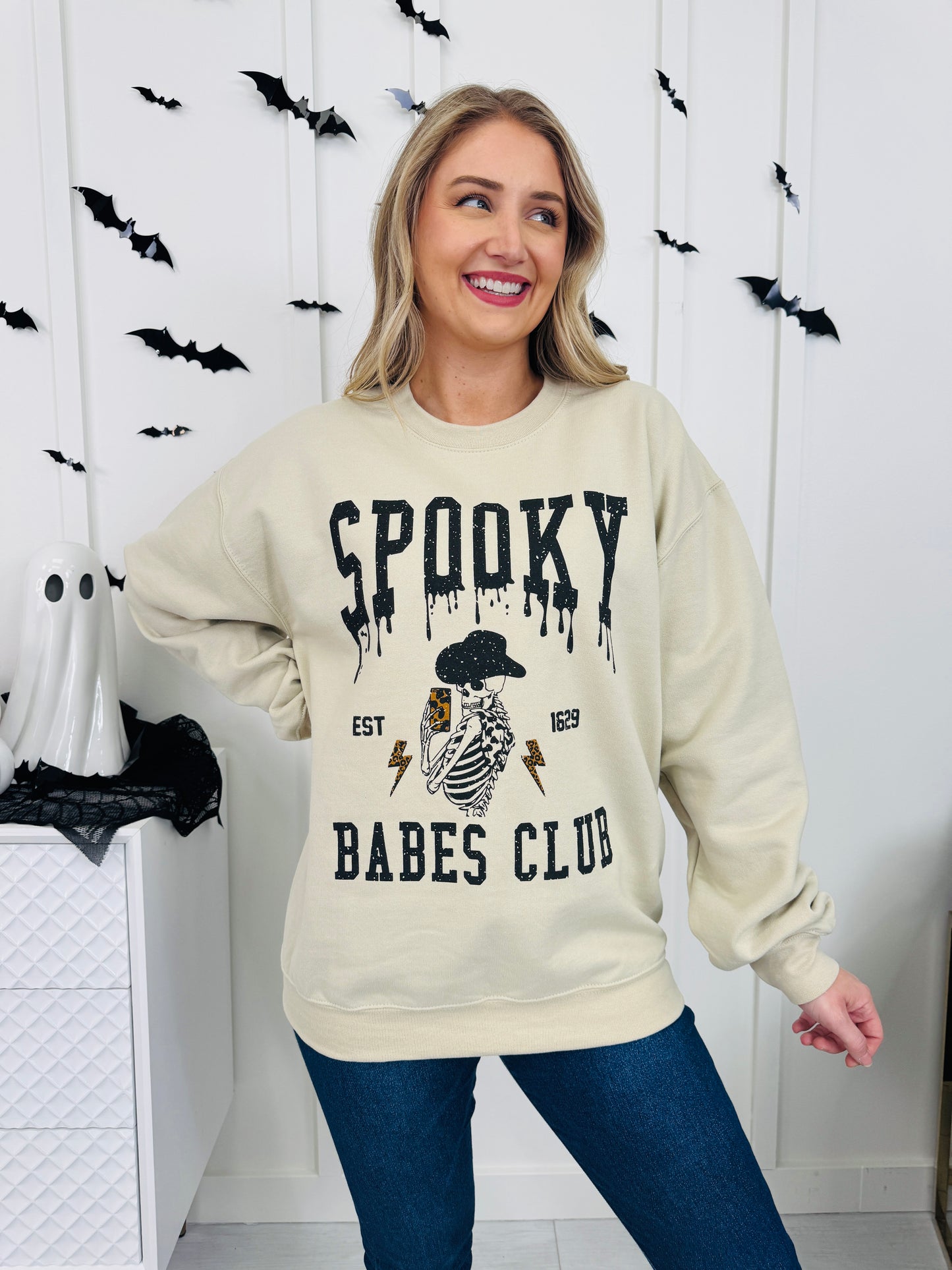 Spooky Babes Club Graphic Crewneck Sweatshirt