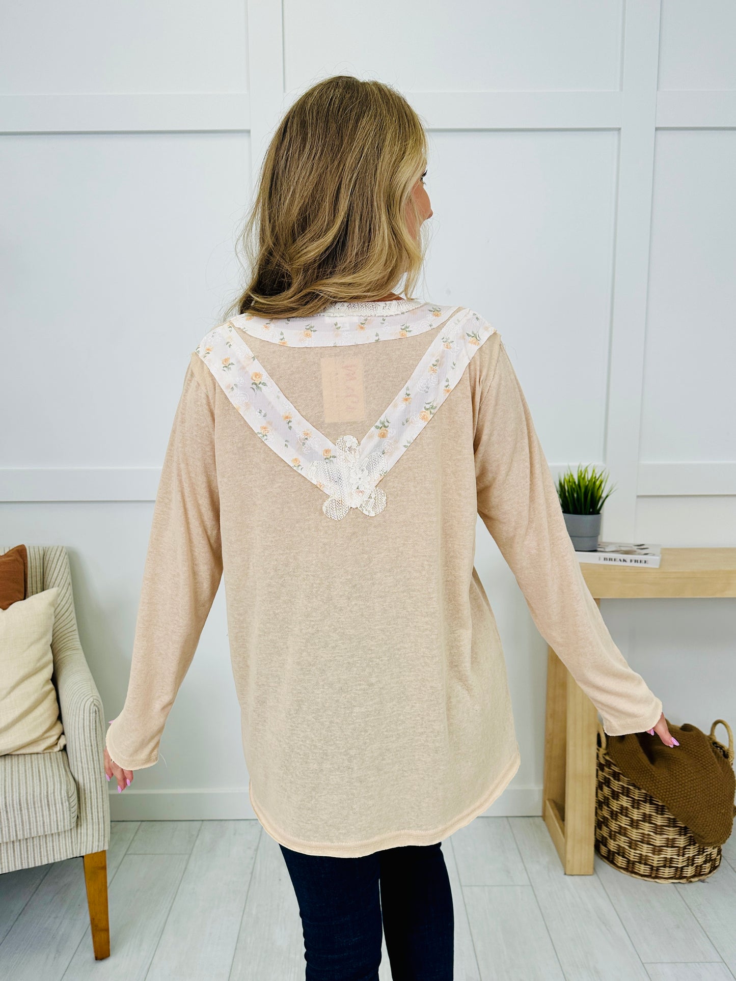 Graceful Petals Top in Beige Multi