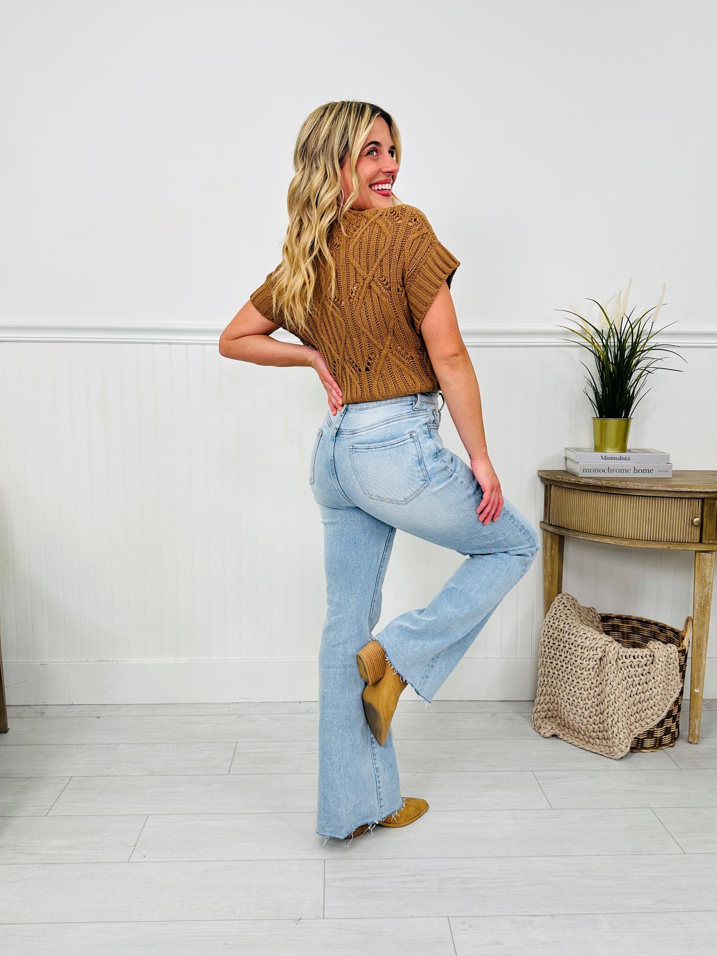 Made You Look Tummy Control Flare Vintage Wash Jeans