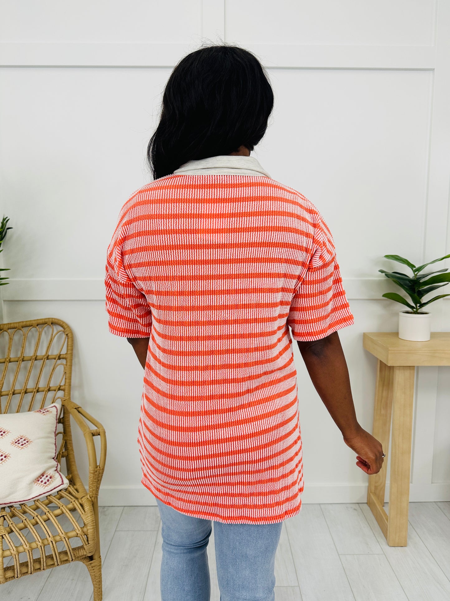 Citrus Twist Top in Off White/Coral