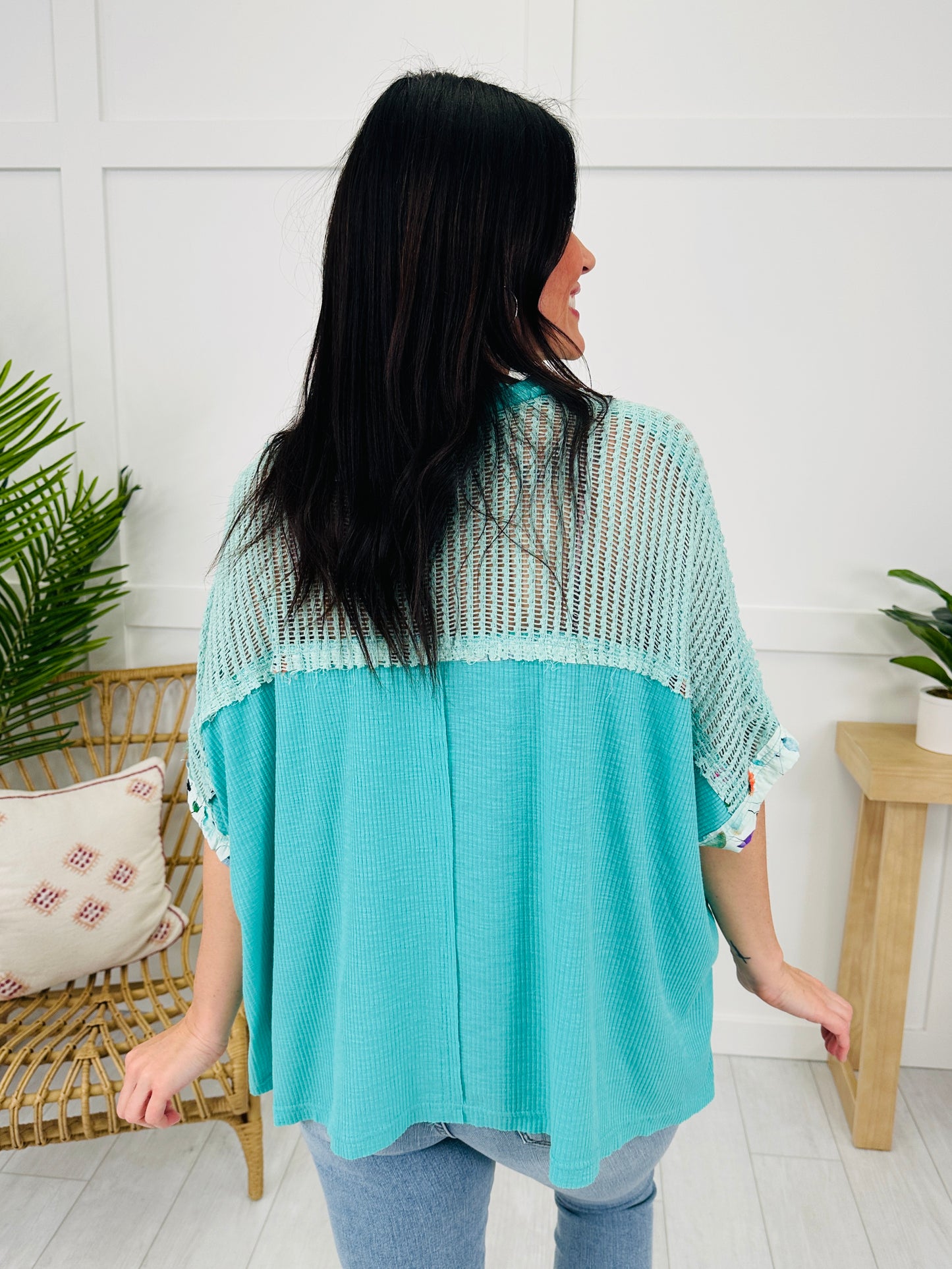 Watercolor Whimsy Top In Peacock Blue