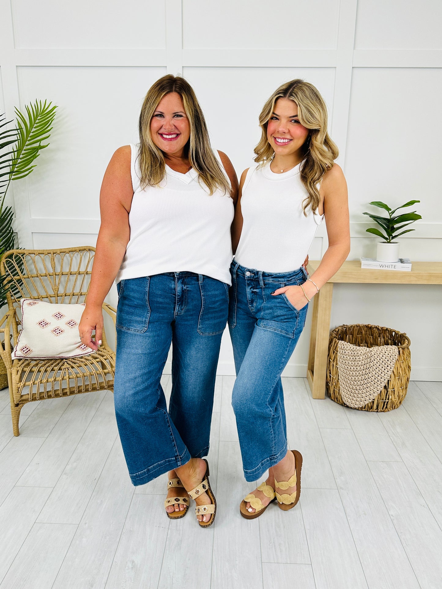 Lovervet Right on Cue Wide Leg Utility Jeans
