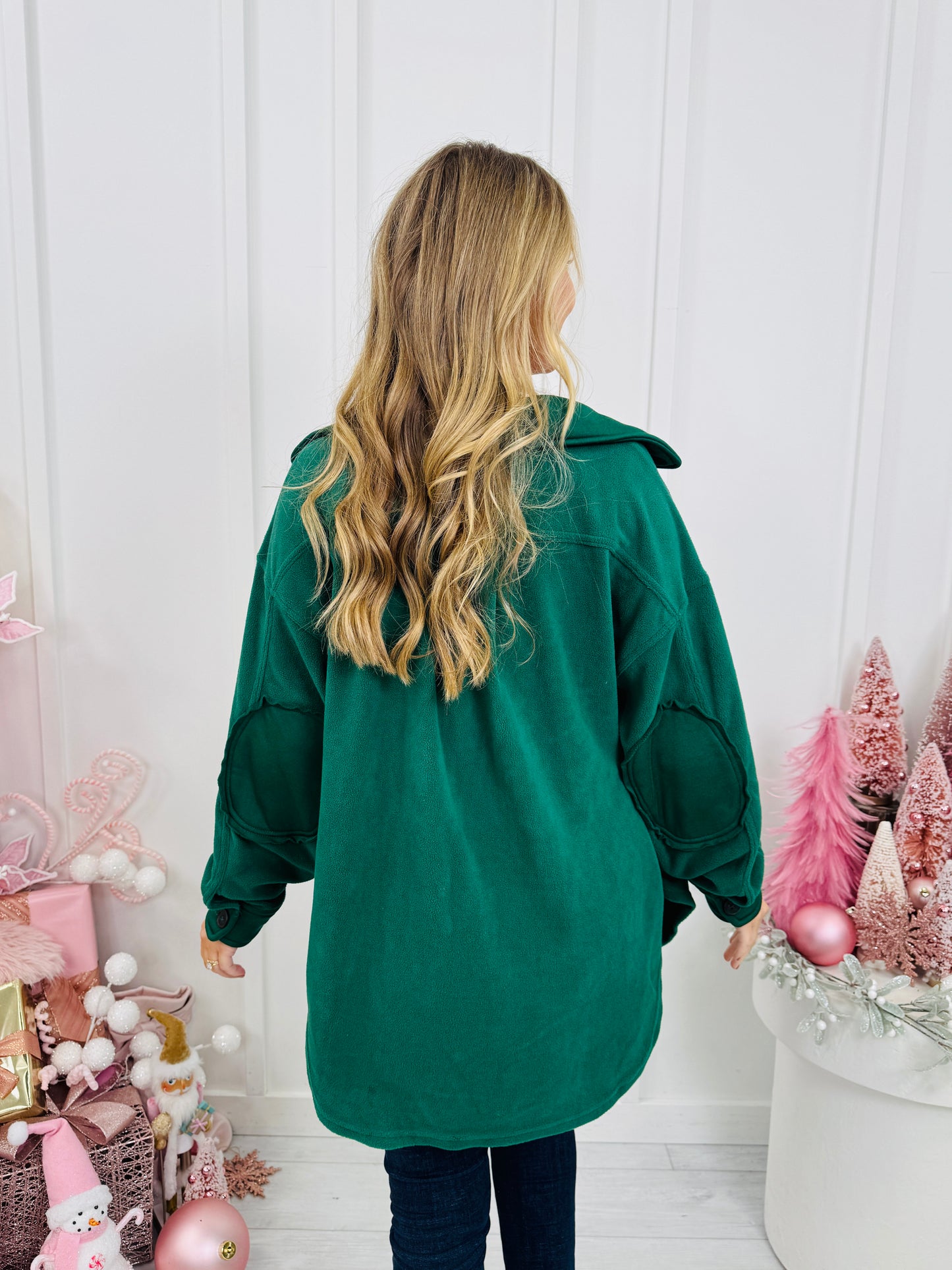 Breezy Commute Shacket in Hunter Green