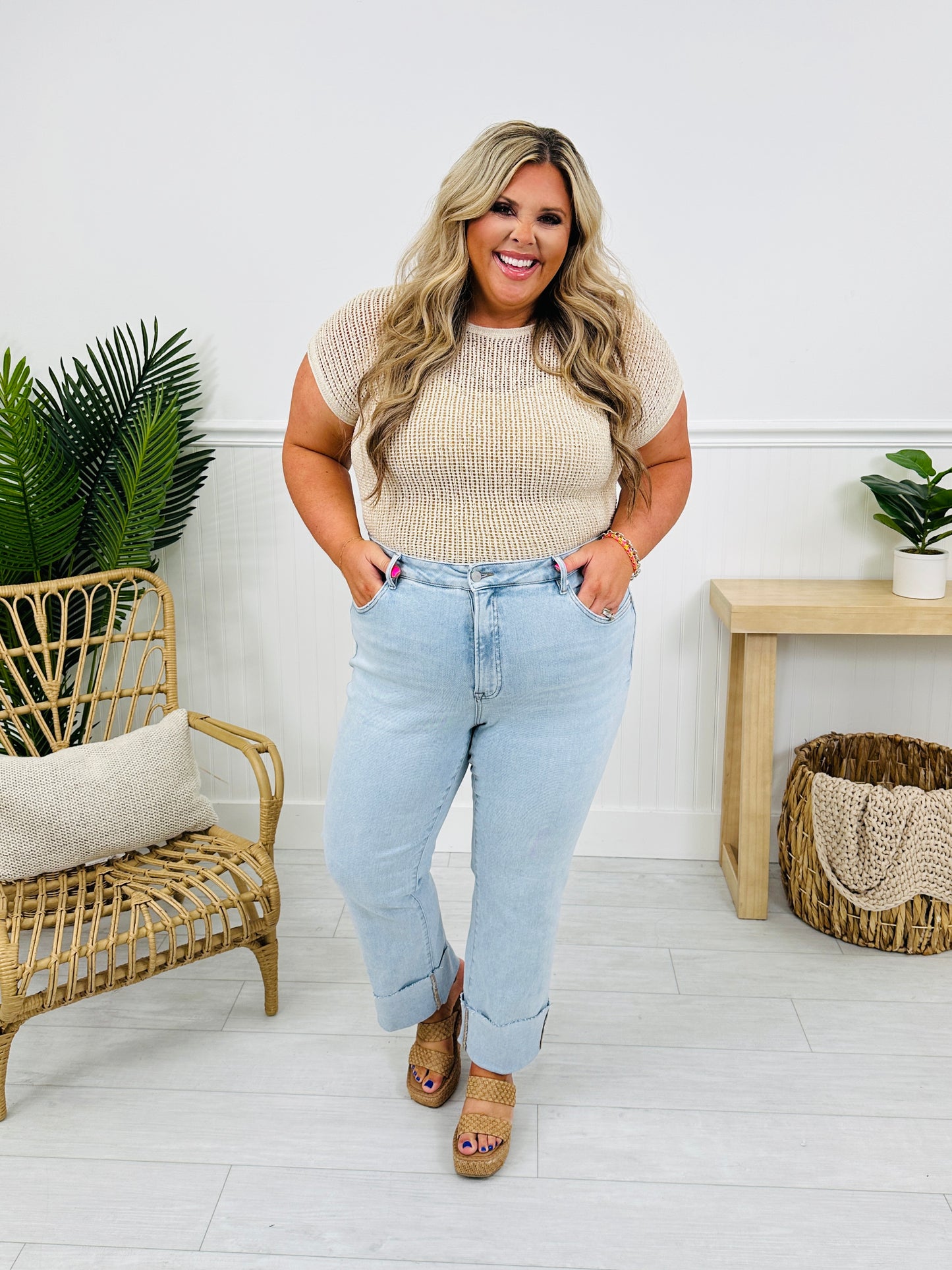 Crush On The Cuff Tummy Control Mom Jeans