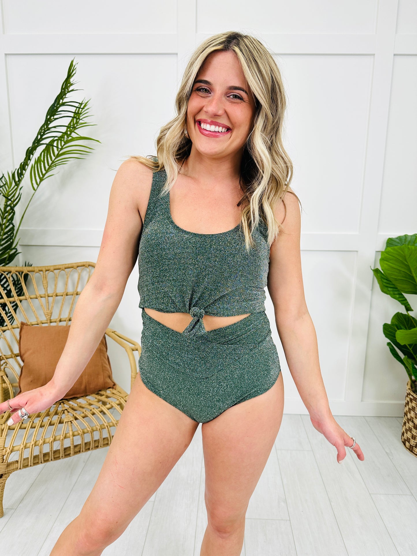 The Mari Swim Top in Emerald Shimmer