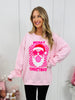 Merry Christmas Checkered Bubblegum Graphic Crewneck Sweatshirt