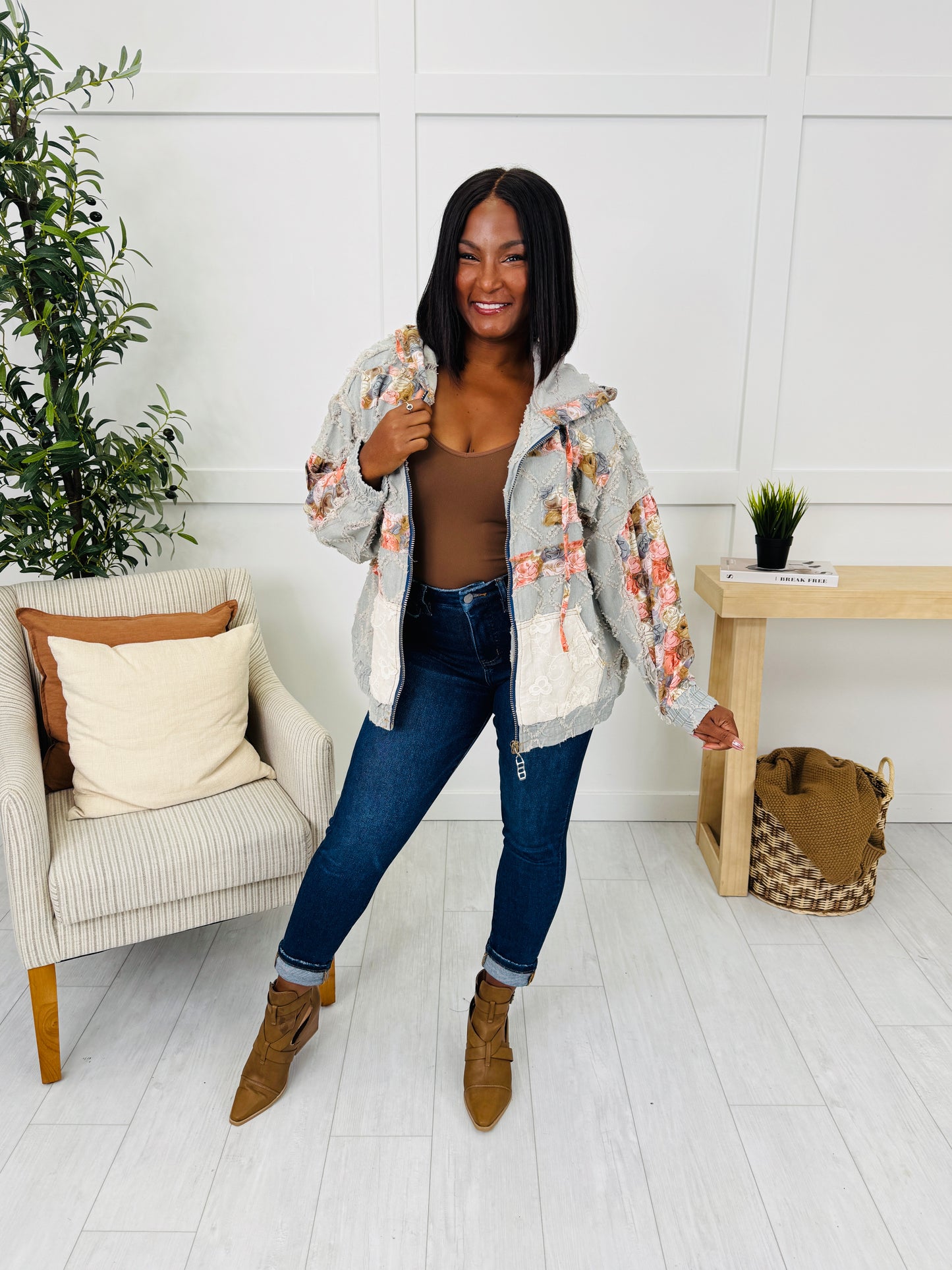 Sweet Petal Pullover in Denim Floral Multi