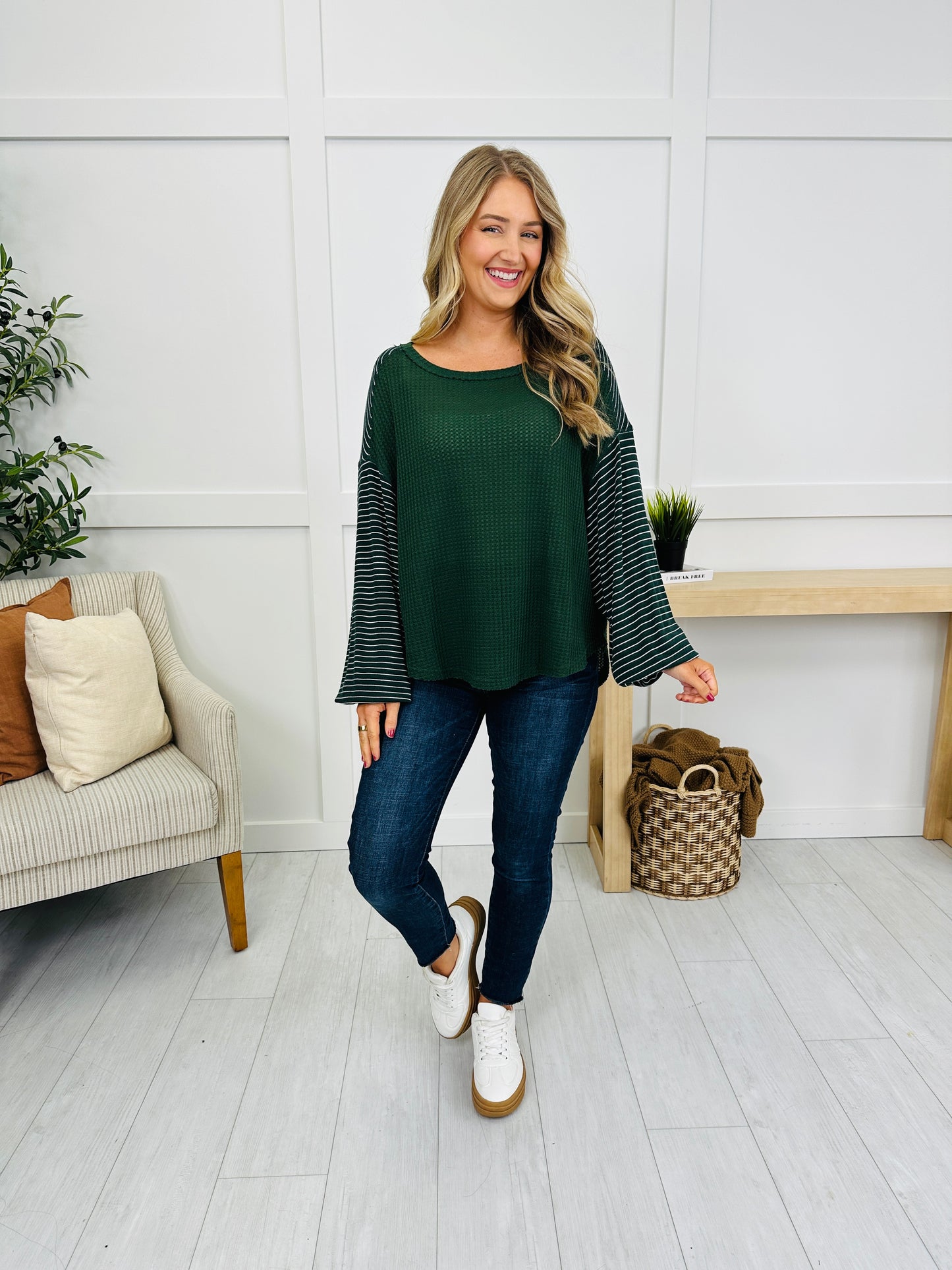 Stripe Theory Sweater in Forest