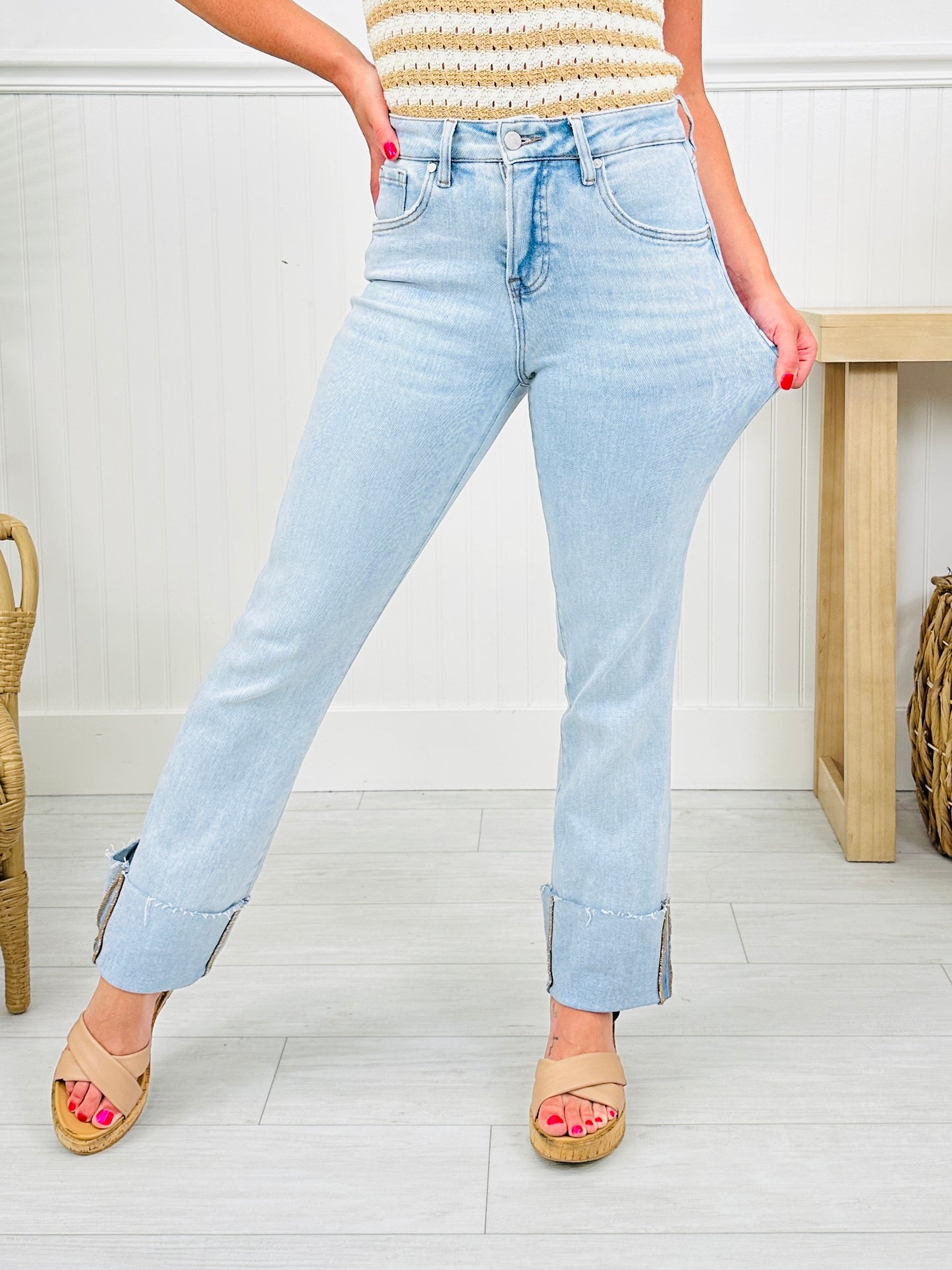 Crush On The Cuff Tummy Control Mom Jeans