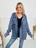 Falling for Flannel Hooded Shacket in Blue