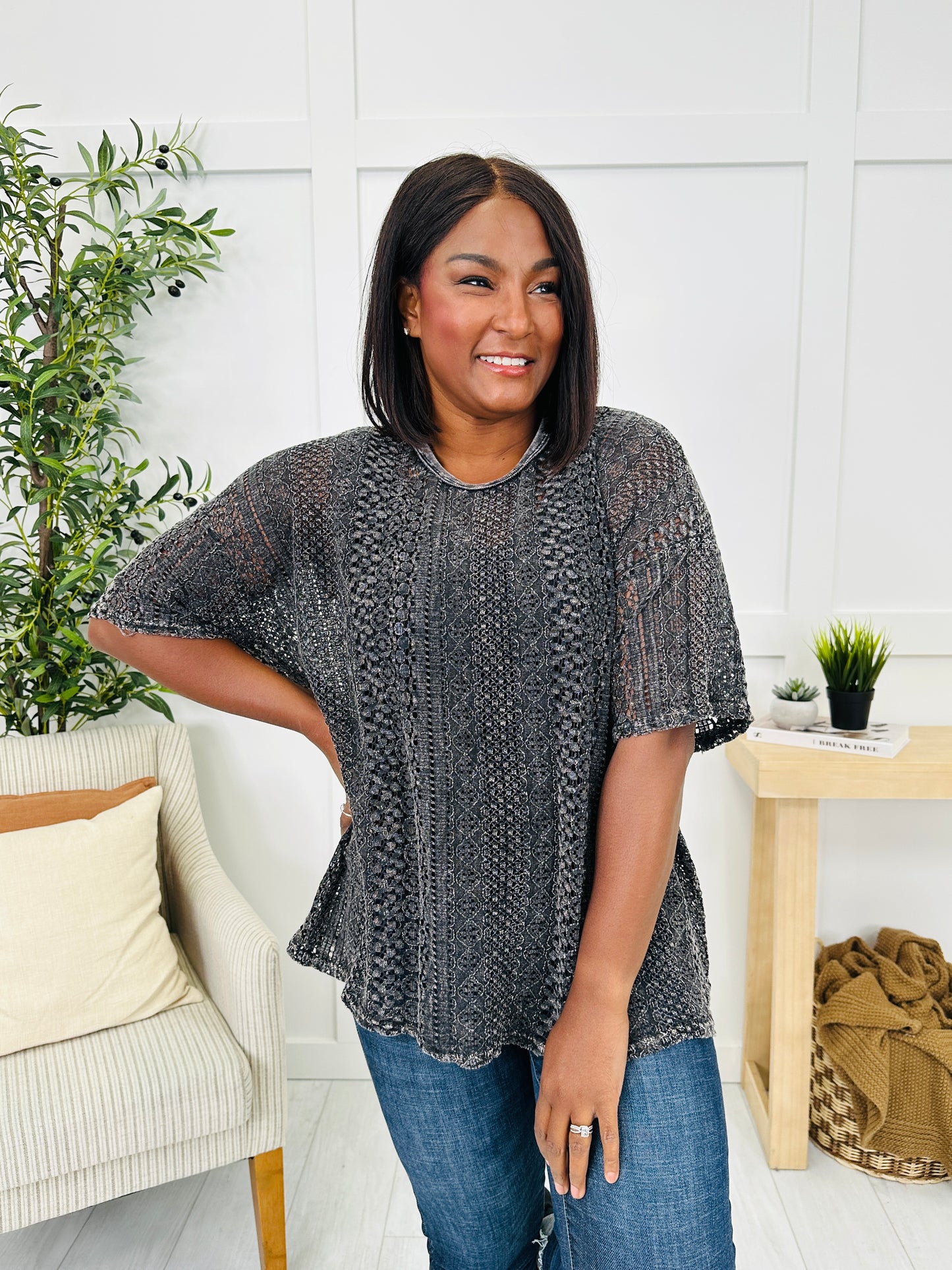 Sheer Melody Top in Ashed Black