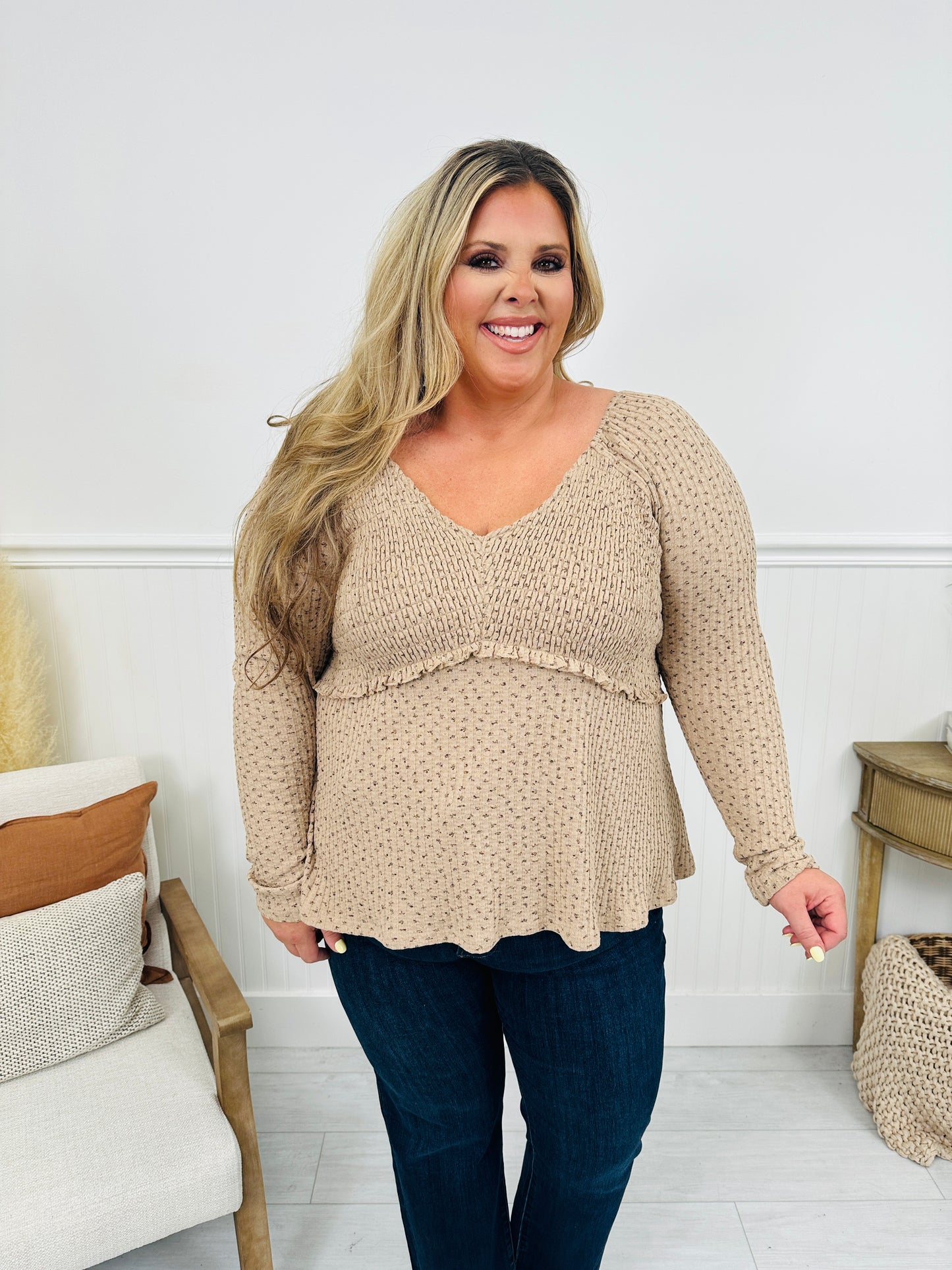 Perfectly Precious Top in Taupe Floral Print