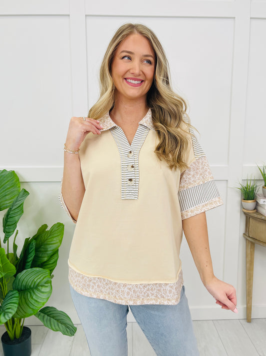 Patchwork Harbor Top In Natural