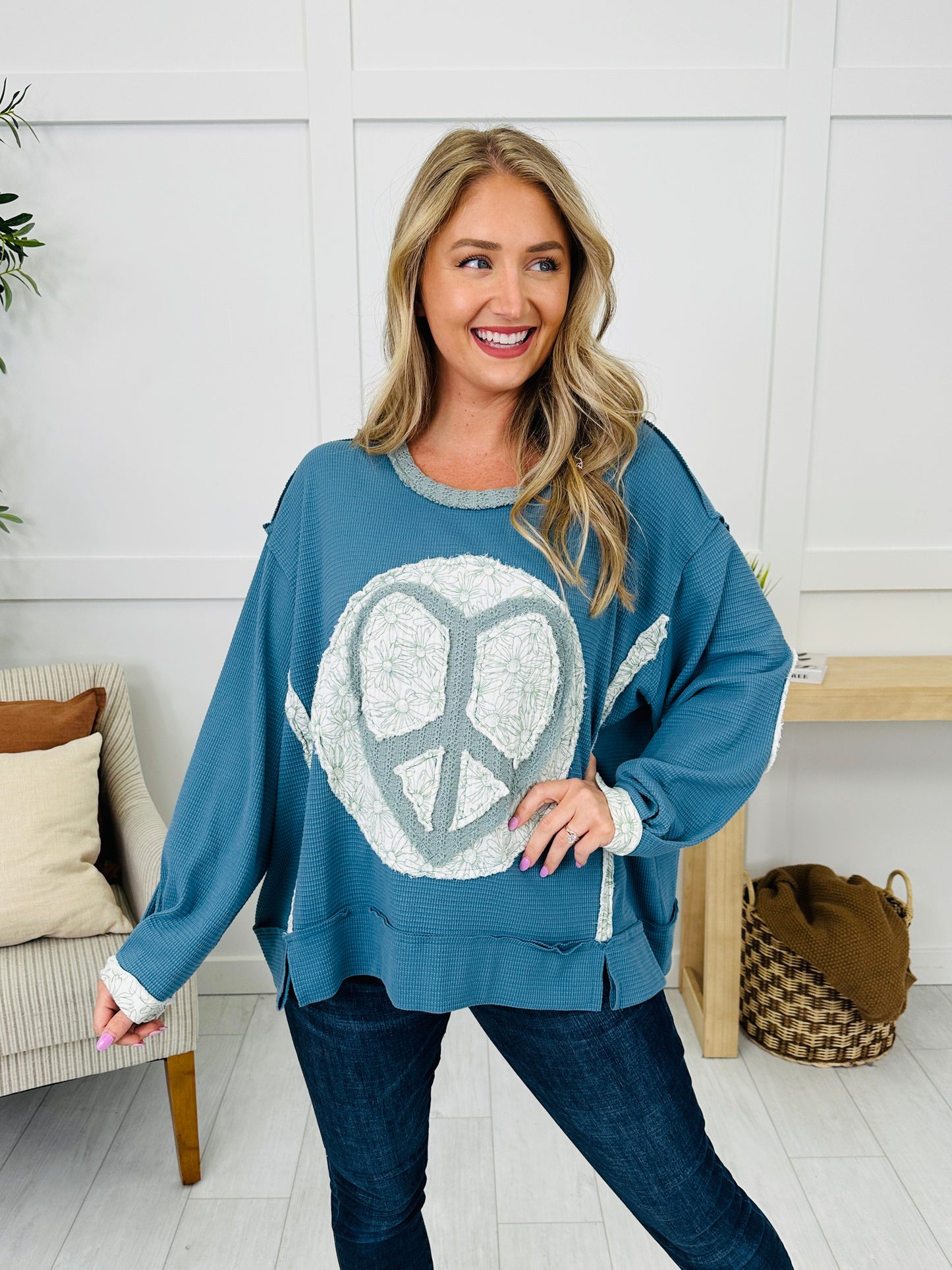 Wore My Heart Out Pullover in Ocean Blue