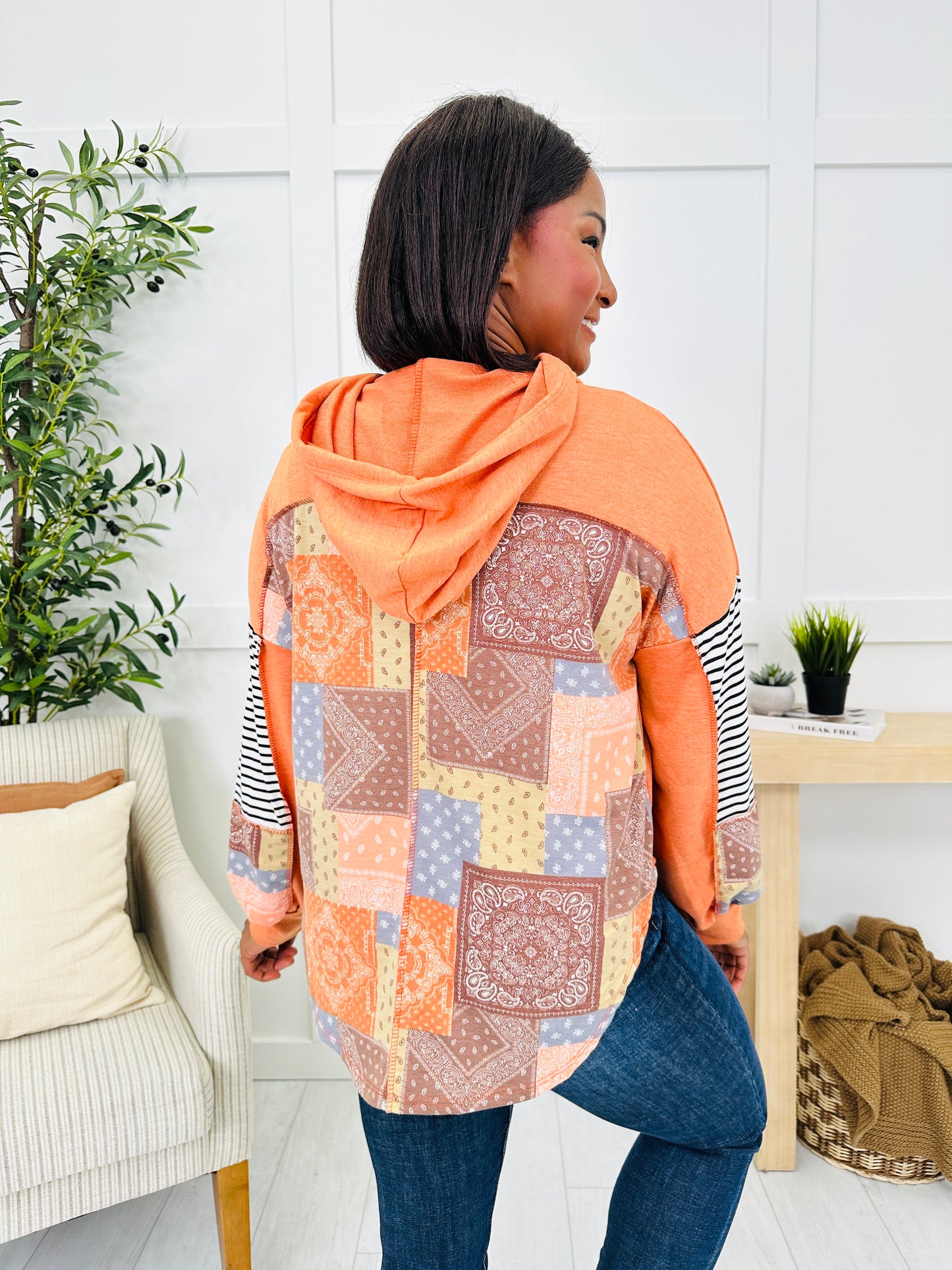 Patchwork Path Hoodie in Rust