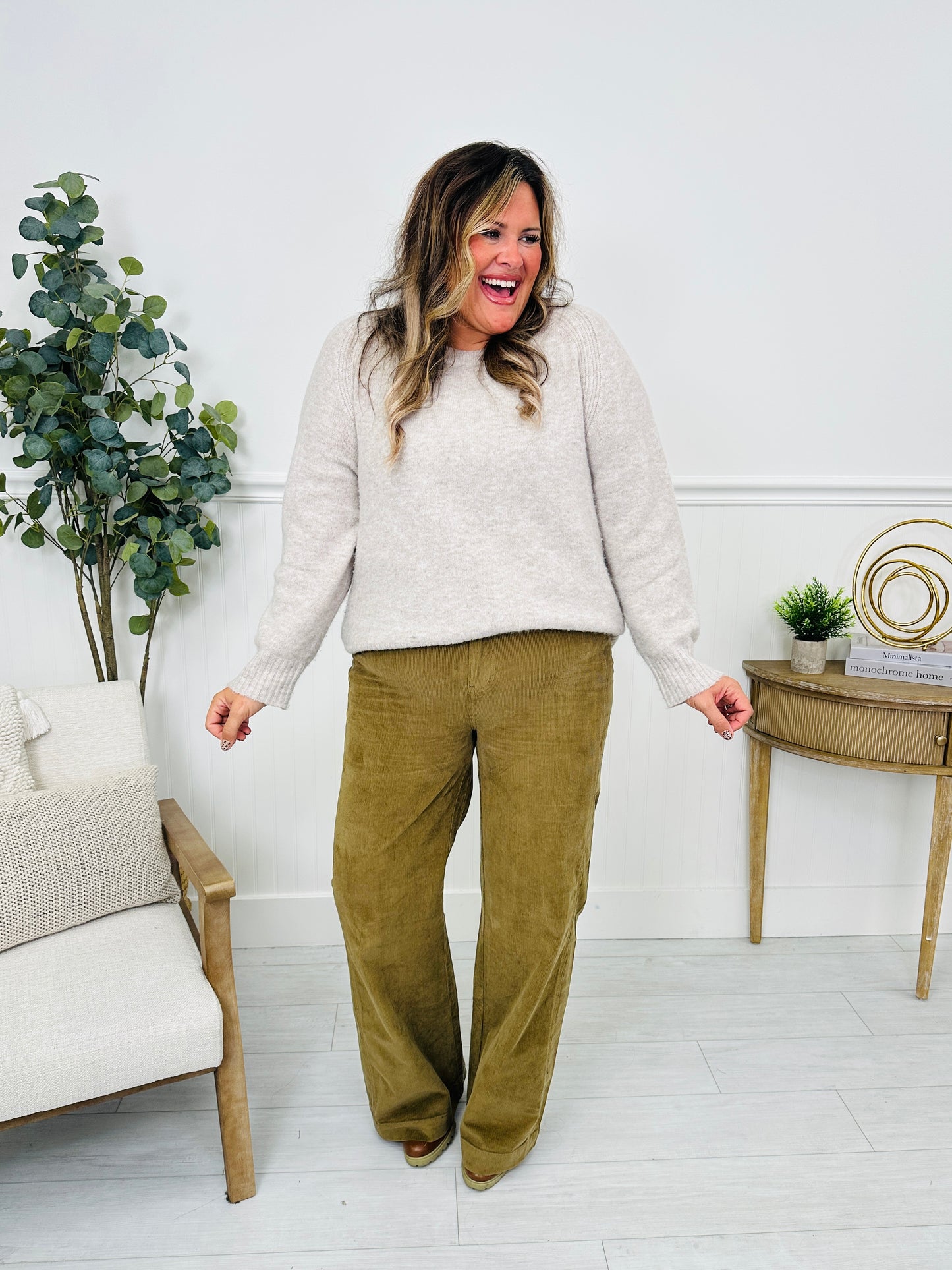 Judy Blue Olive Obsession Retro Wide Leg Corduroy Jeans