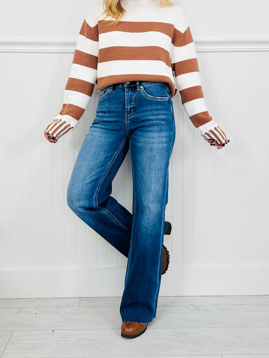 All Eyes On You Wide Leg Tummy Control Jeans