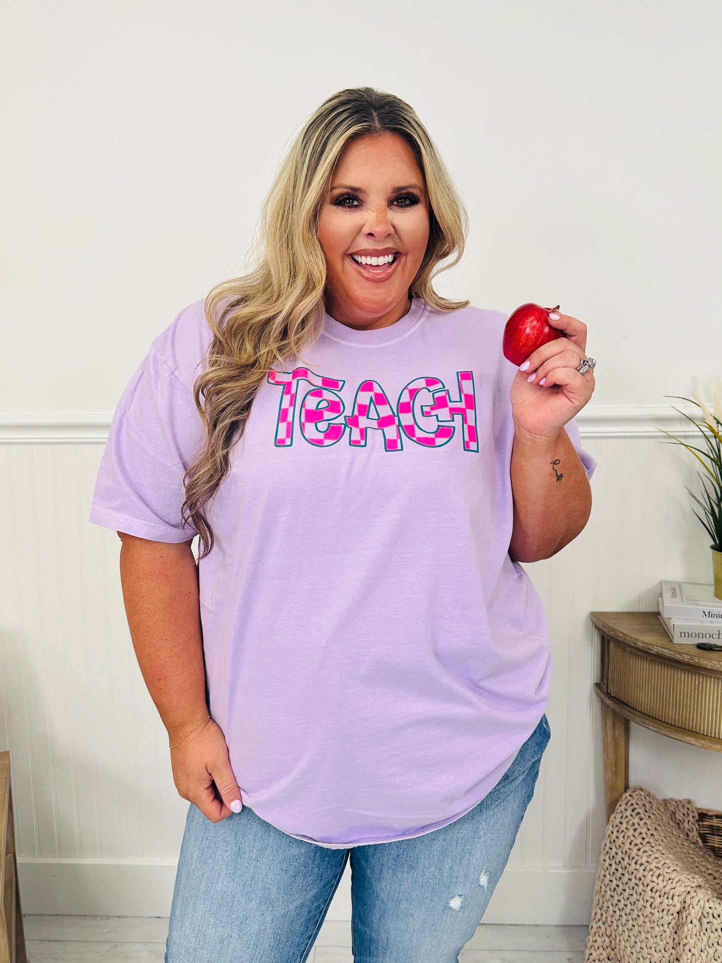 Teach Checkered Graphic Tee - Multiple Colors!
