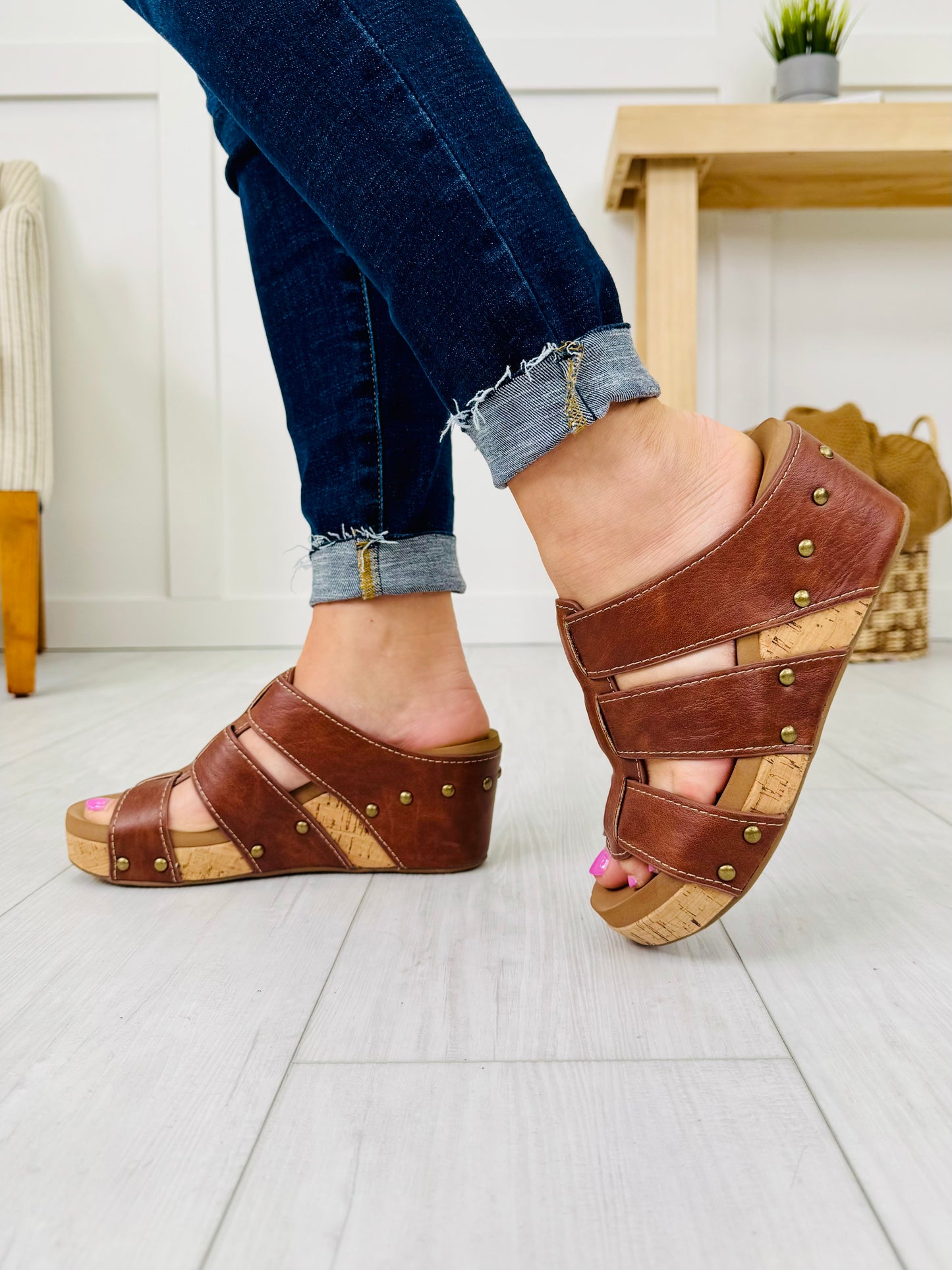Studded Bliss Wedges In Whiskey