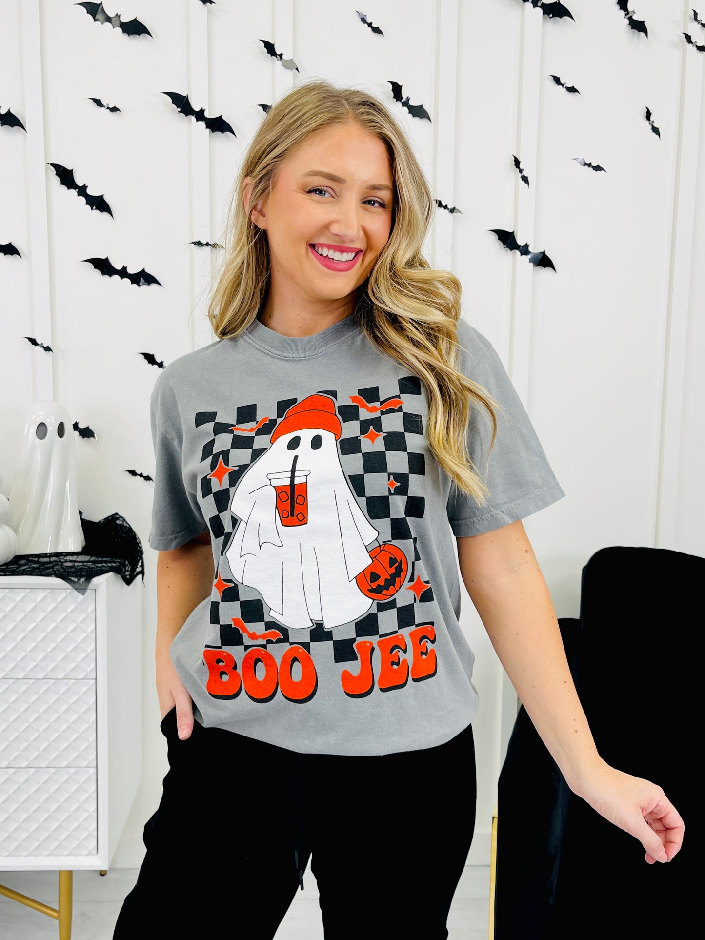 Boo-Jee Checkered Graphic Tee