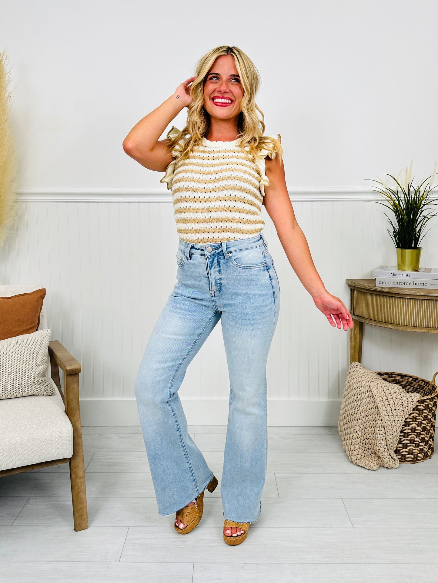 Made You Look Tummy Control Flare Vintage Wash Jeans
