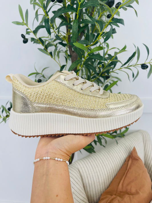 Tread The Line Sneakers in Gold