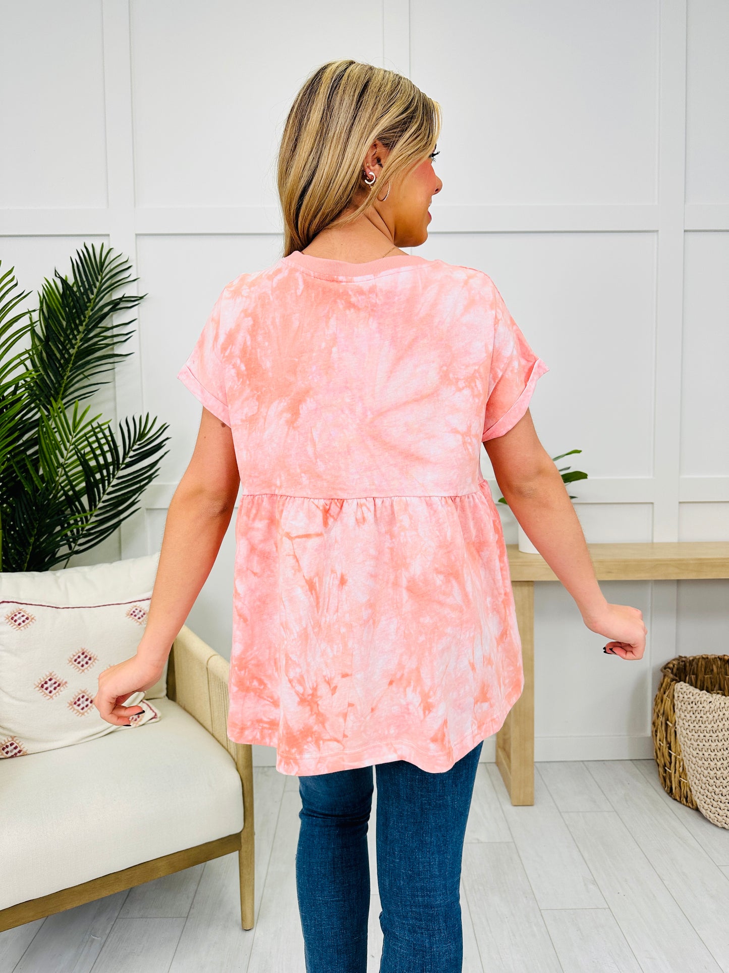 Cotton Candy Skies Top In Light Coral