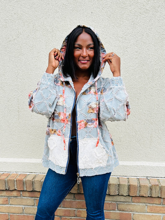 Sweet Petal Pullover in Denim Floral Multi