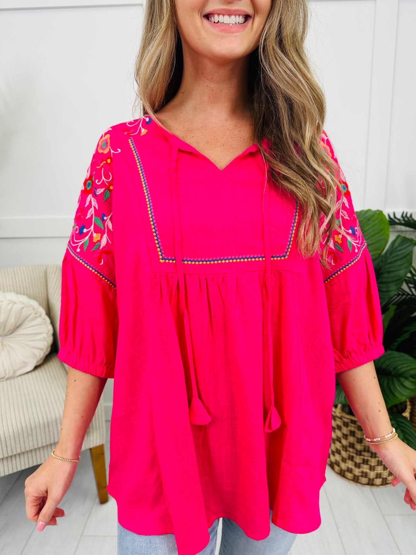 Simple Spark Top in Hot Pink