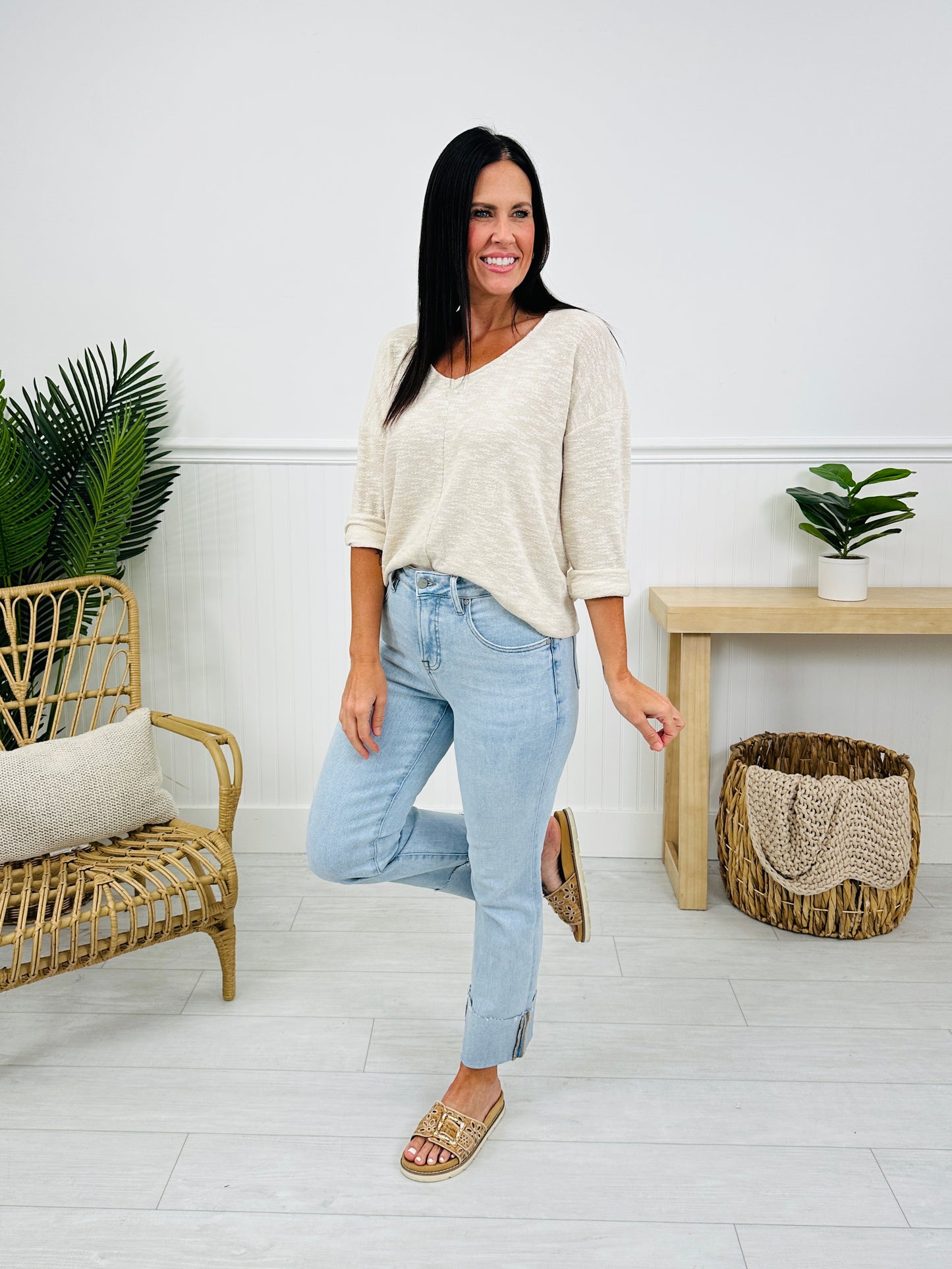 Crush On The Cuff Tummy Control Mom Jeans
