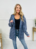 Falling for Flannel Hooded Shacket in Blue