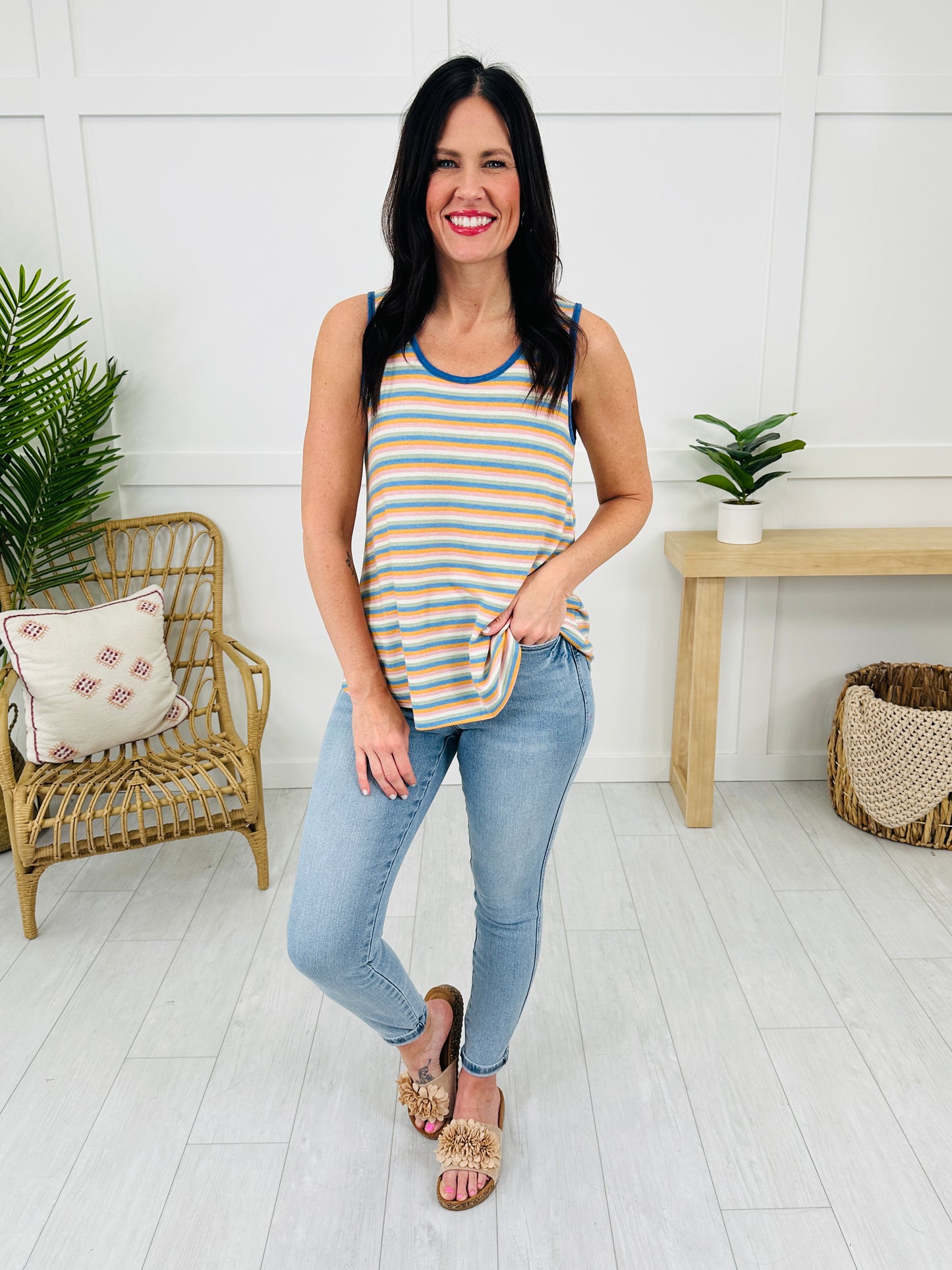 Sunday Stride Tank in Blue/Orange