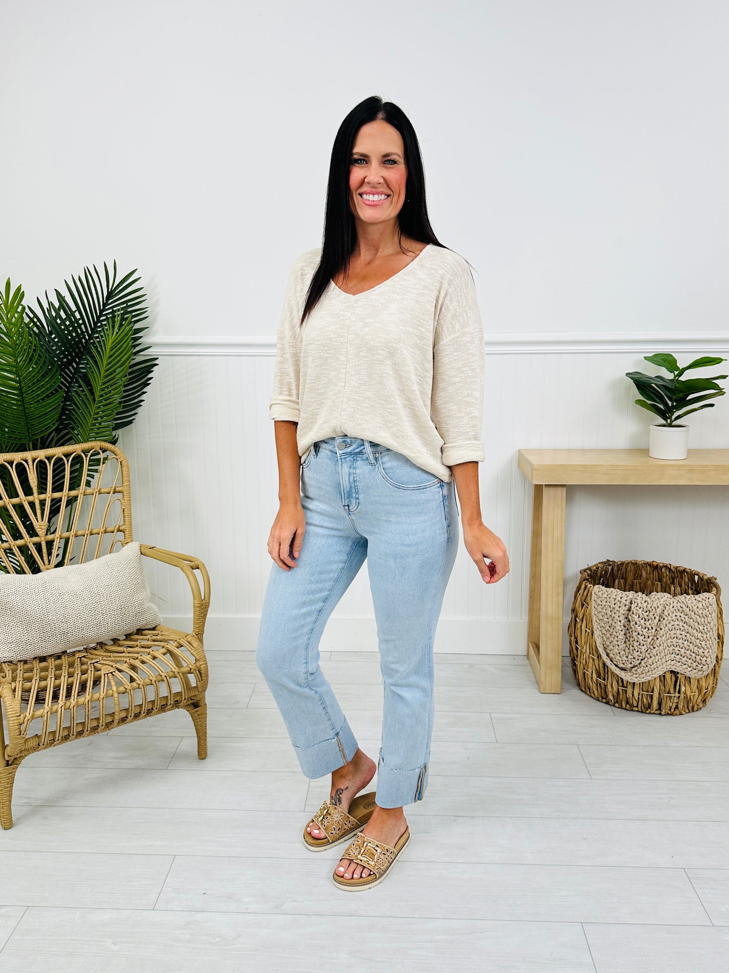 Crush On The Cuff Tummy Control Mom Jeans