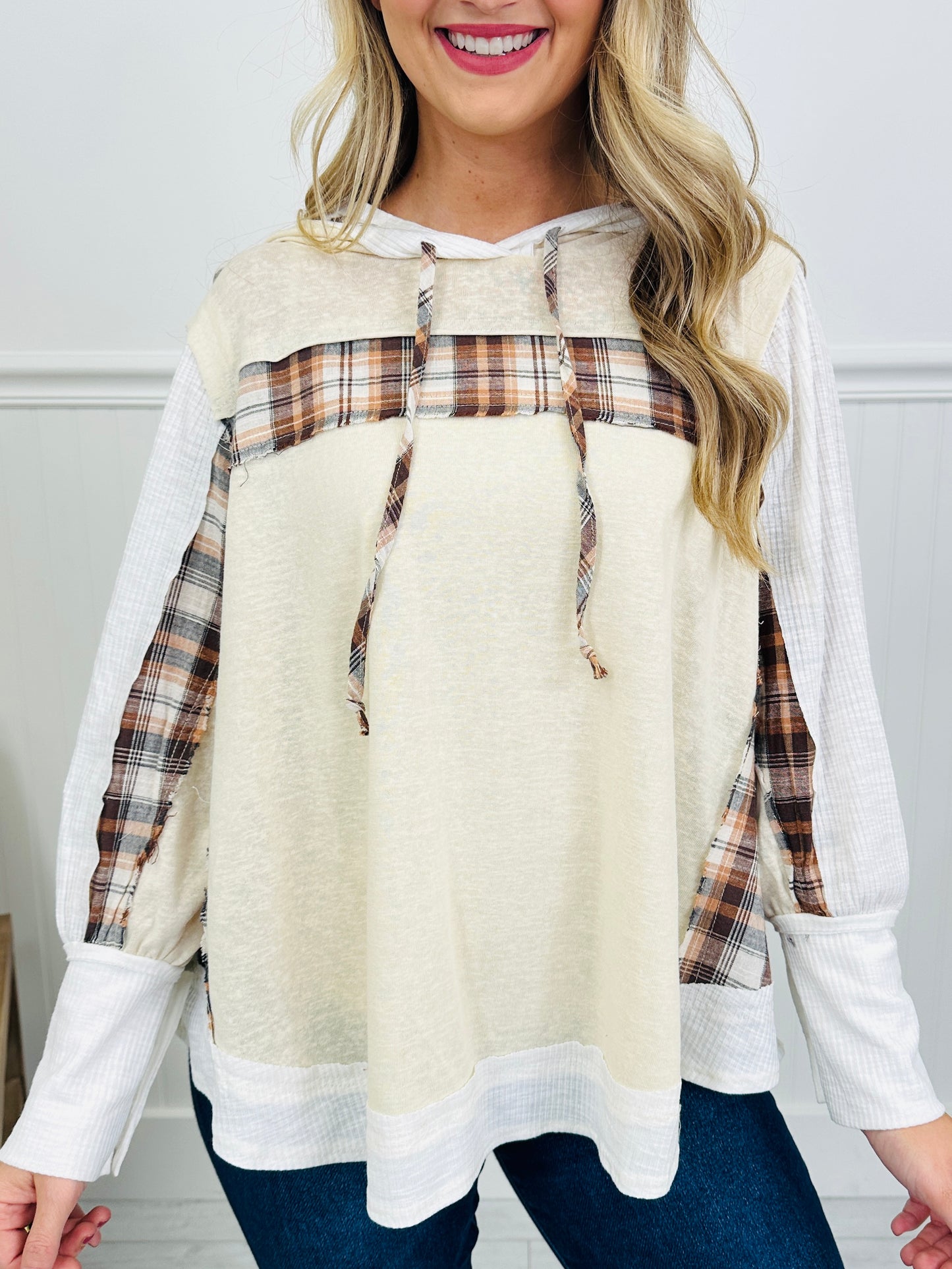Plaidly In Love Sweatshirt In Ivory