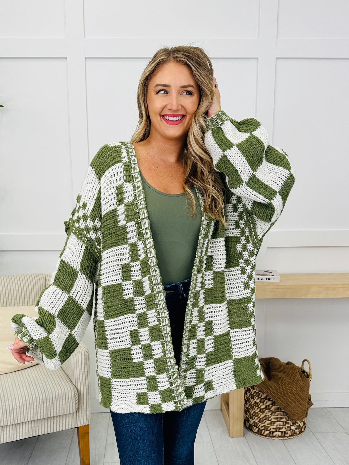 The Final Checkpoint Cardigan in Olive Combo