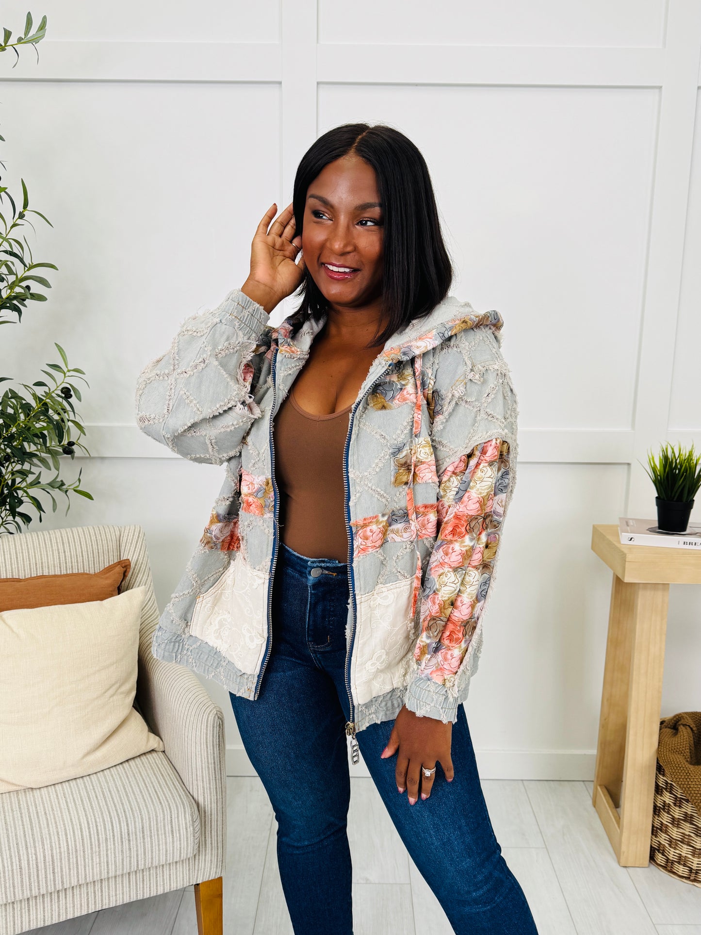 Sweet Petal Pullover in Denim Floral Multi