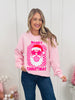 Merry Christmas Checkered Bubblegum Graphic Crewneck Sweatshirt