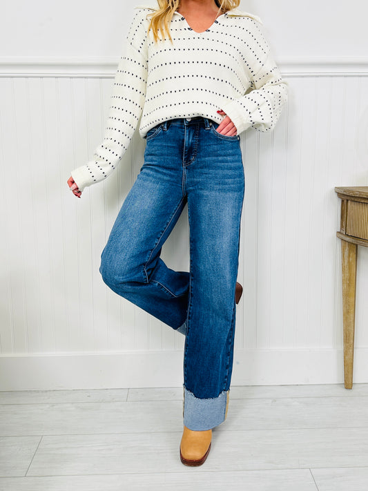 Made For Me Tummy Control Wide Leg Cuffed Jeans in Multiple Inseams