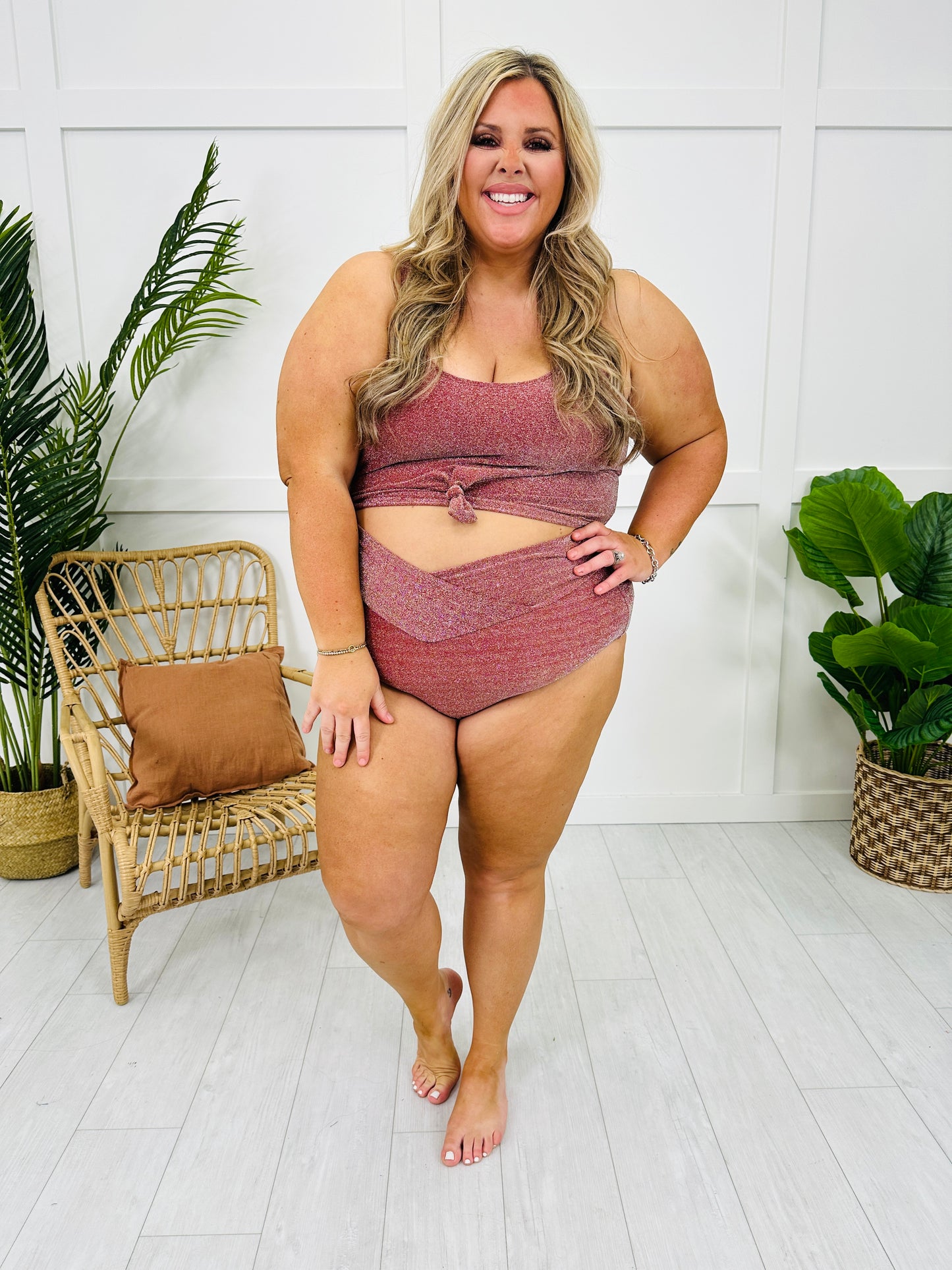 The Mari Swim Top in Cranberry Shimmer