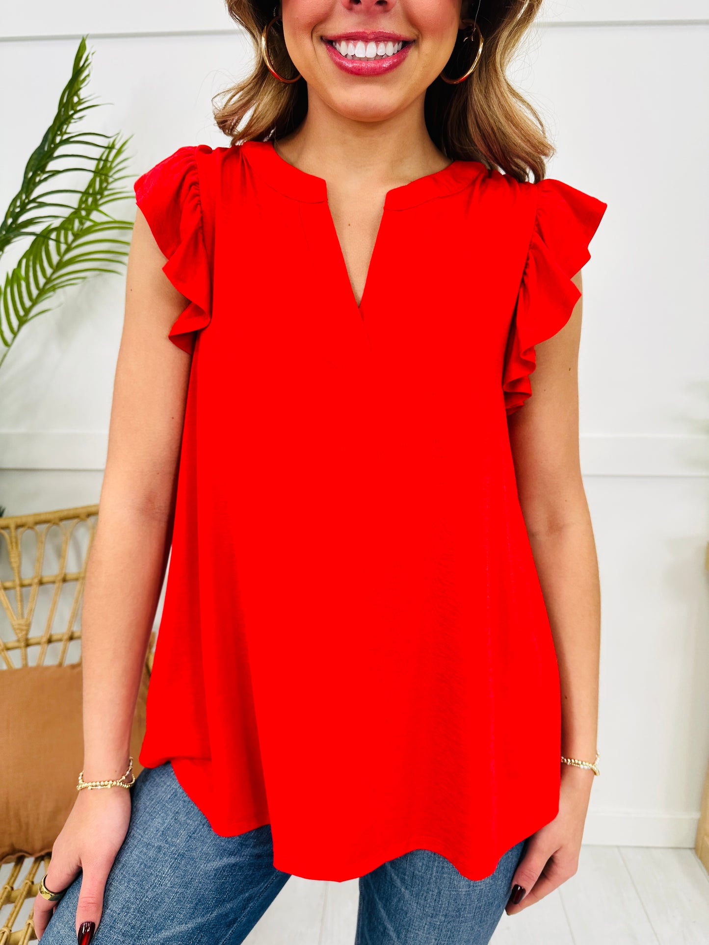 Ruffle Effect Top- Multiple Colors!