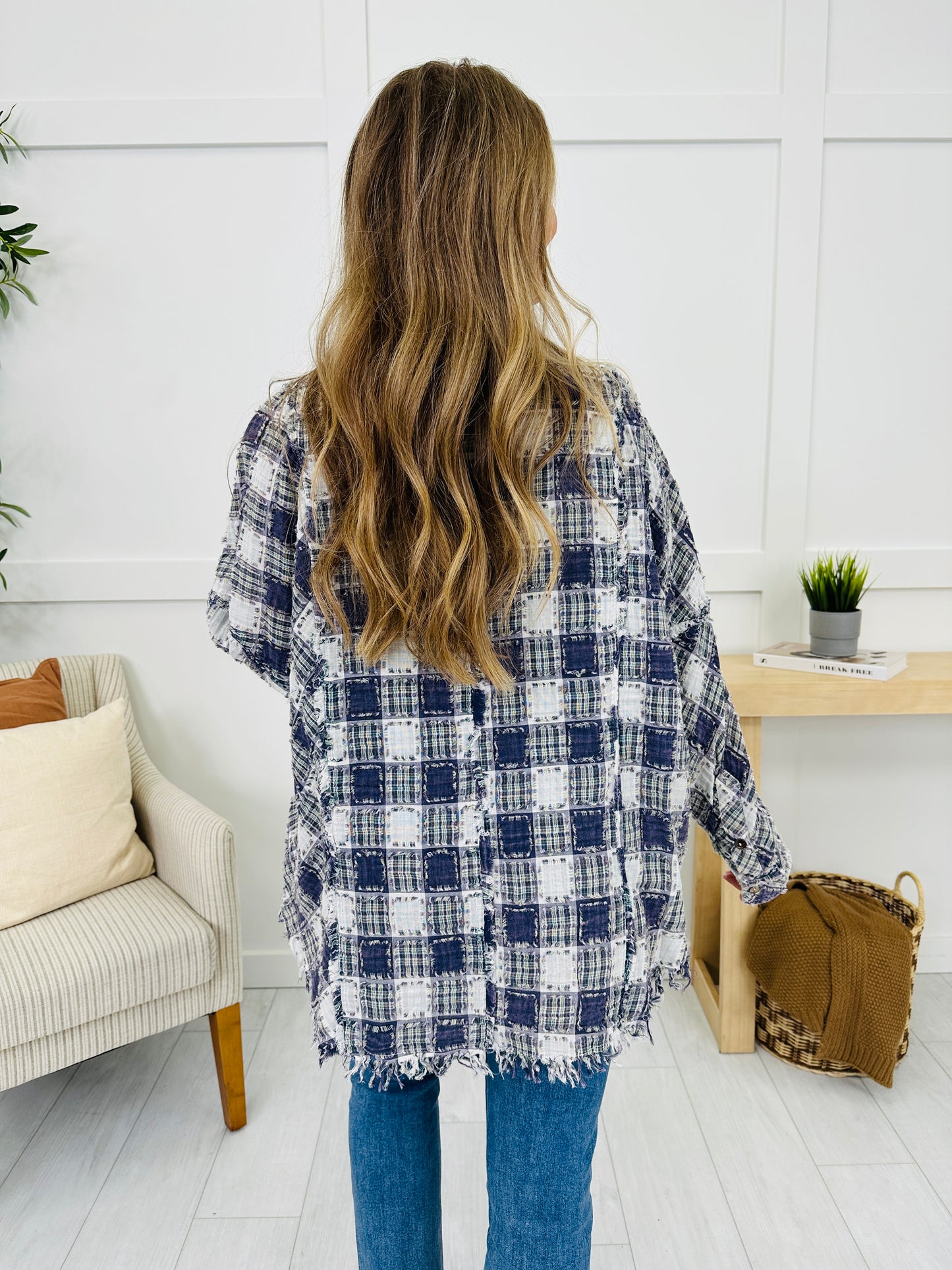 Chilled Out Plaid Top in Navy