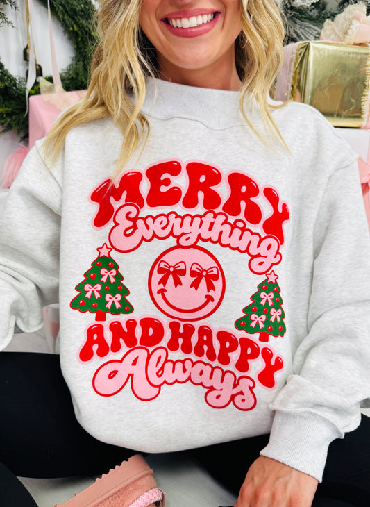 Merry & Happy Always Mock Neck Graphic Sweatshirt