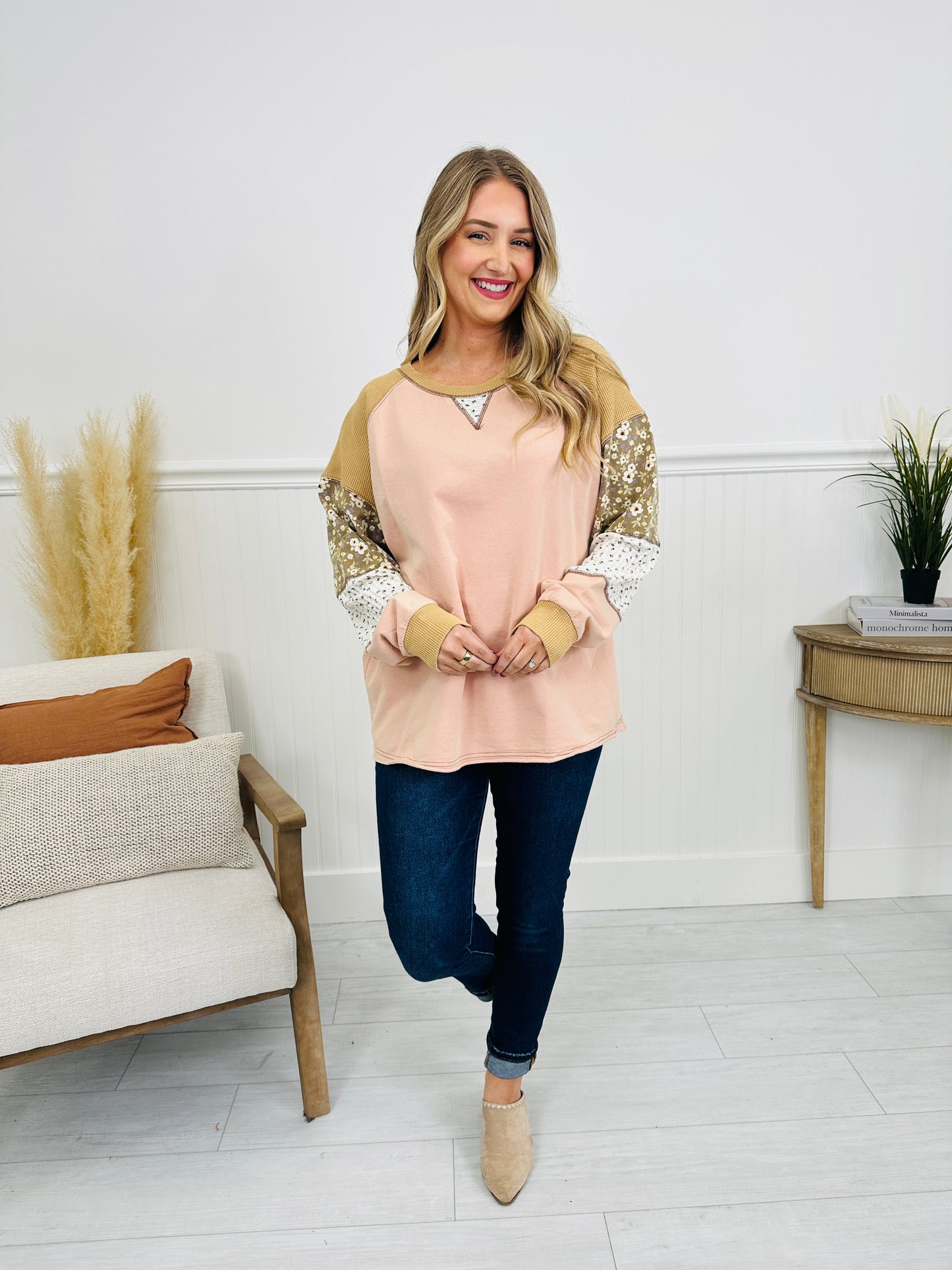 Pieced Back Together Top in V Rose