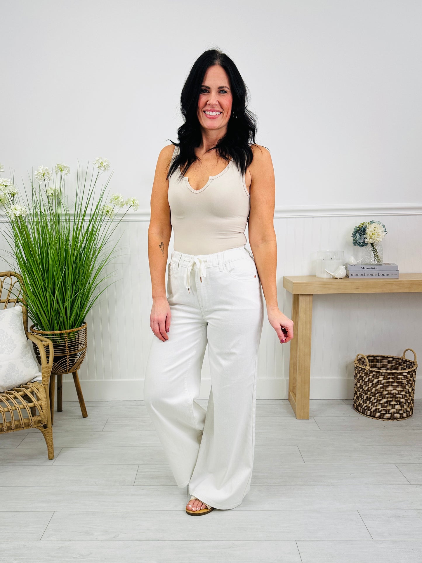Judy Blue White As a Feather Palazzo Jeans